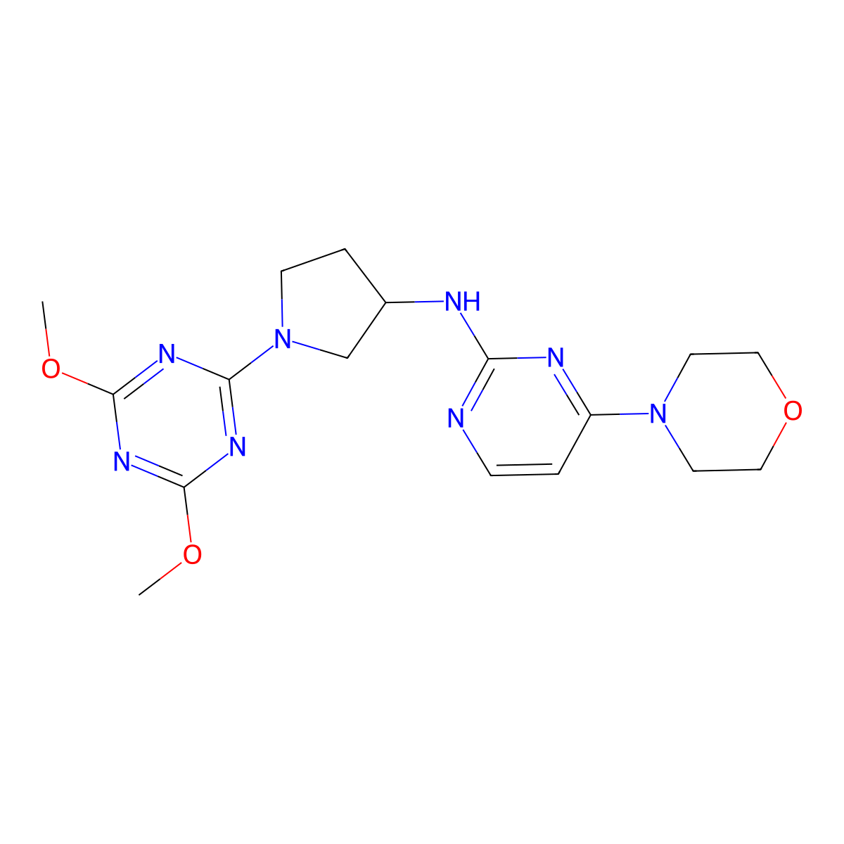 N-[1-(4,6-dimethoxy-1,3,5-triazin-2-yl)pyrrolidin-3-yl]-4-(morpholin-4-yl)pyrimidin-2-amine molecular structure, CAS 3030805-12-7