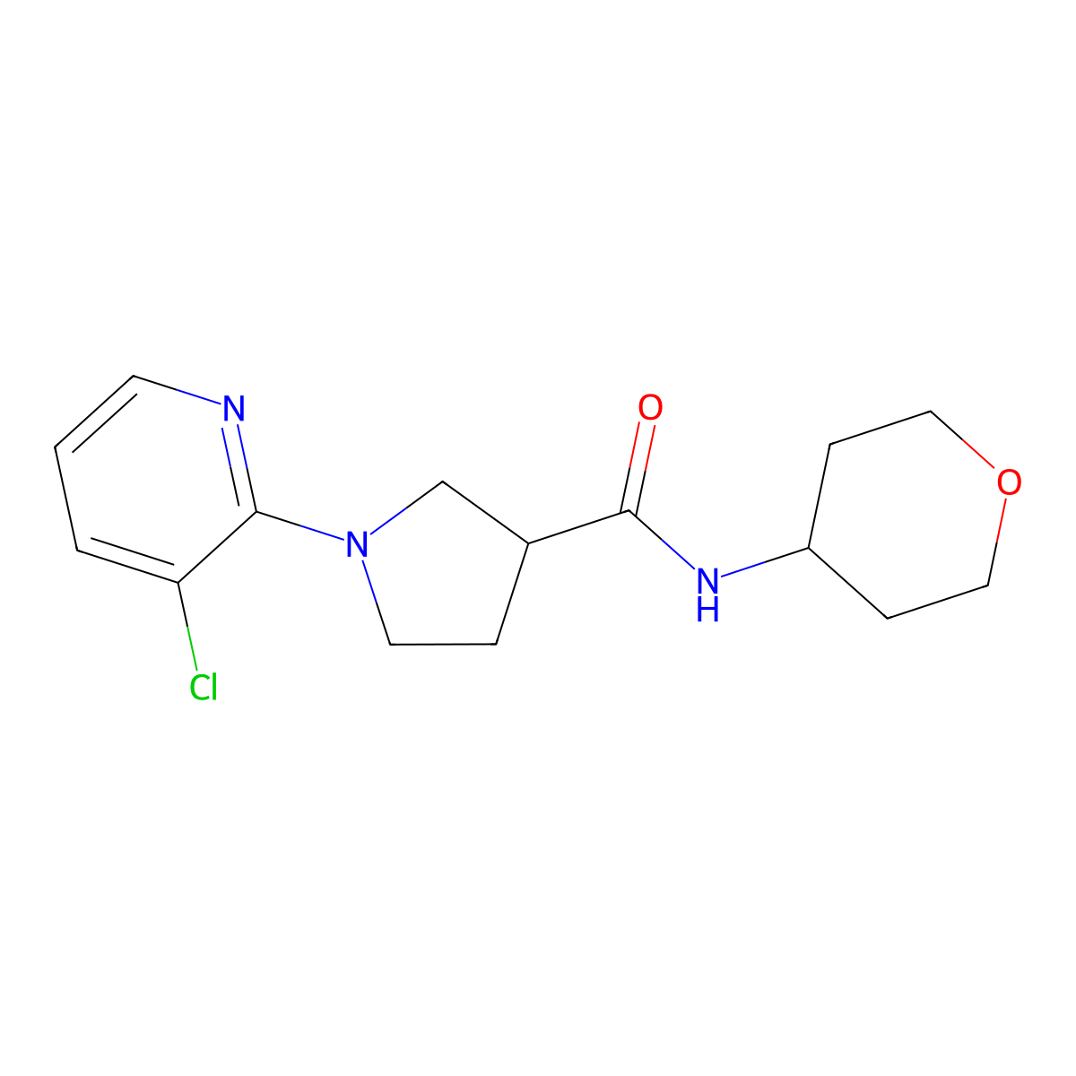 1-(3-chloropyridin-2-yl)-N-(oxan-4-yl)pyrrolidine-3-carboxamide molecular structure, CAS 3030805-17-2