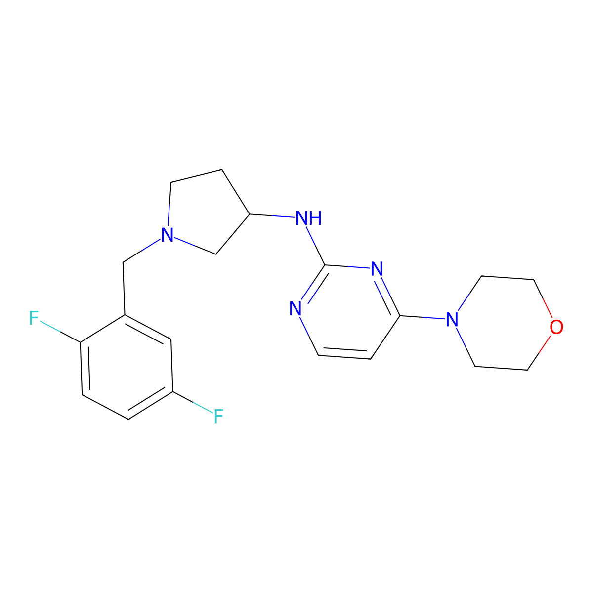 N-{1-[(2,5-difluorophenyl)methyl]pyrrolidin-3-yl}-4-(morpholin-4-yl)pyrimidin-2-amine molecular structure, CAS 3030805-22-9