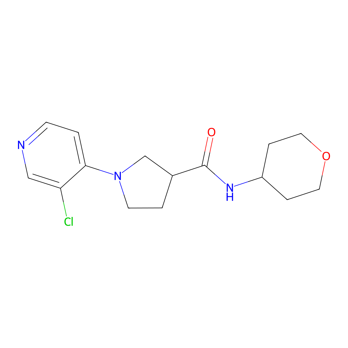 1-(3-chloropyridin-4-yl)-N-(oxan-4-yl)pyrrolidine-3-carboxamide molecular structure, CAS 3030805-25-2