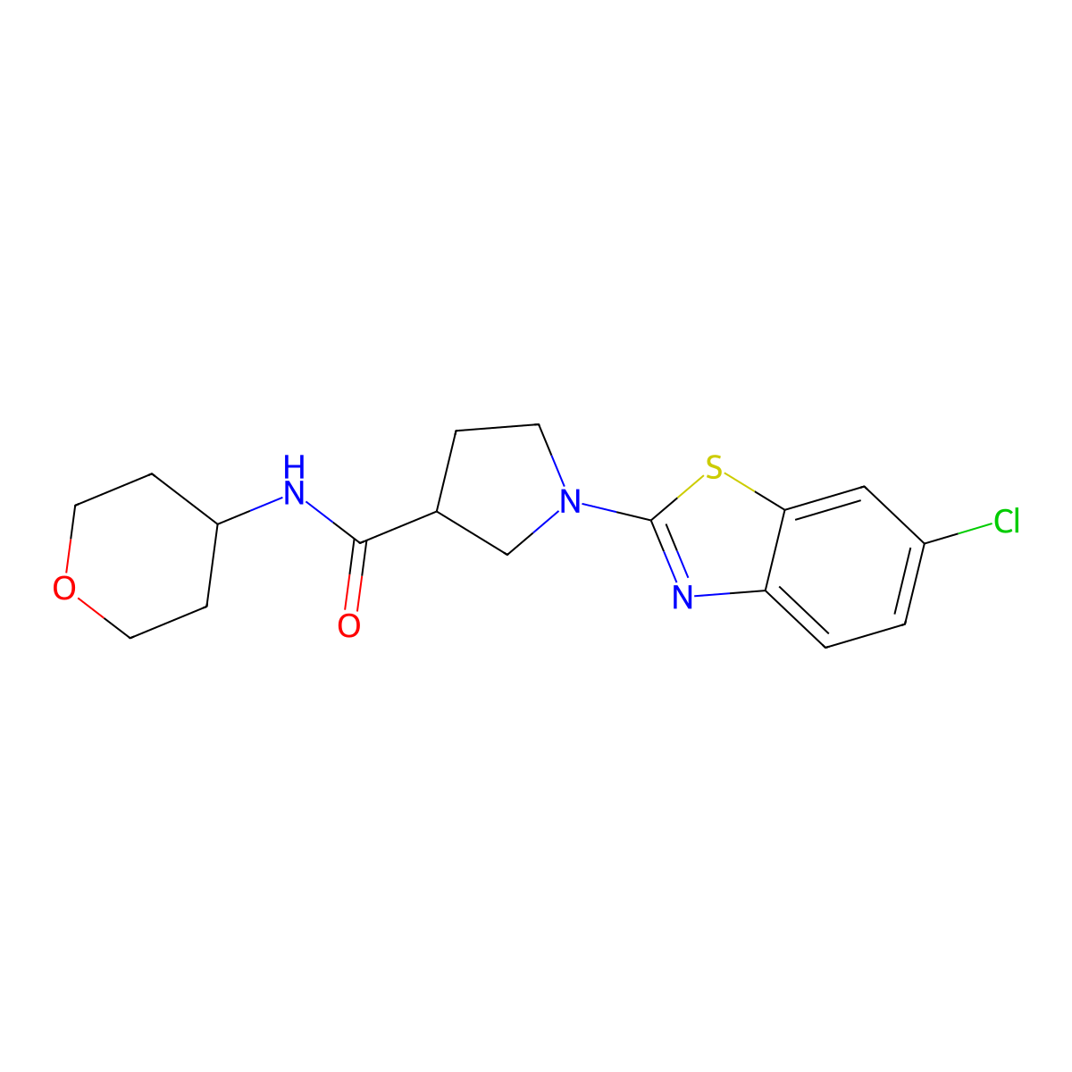 1-(6-chloro-1,3-benzothiazol-2-yl)-N-(oxan-4-yl)pyrrolidine-3-carboxamide molecular structure, CAS 3030805-51-4