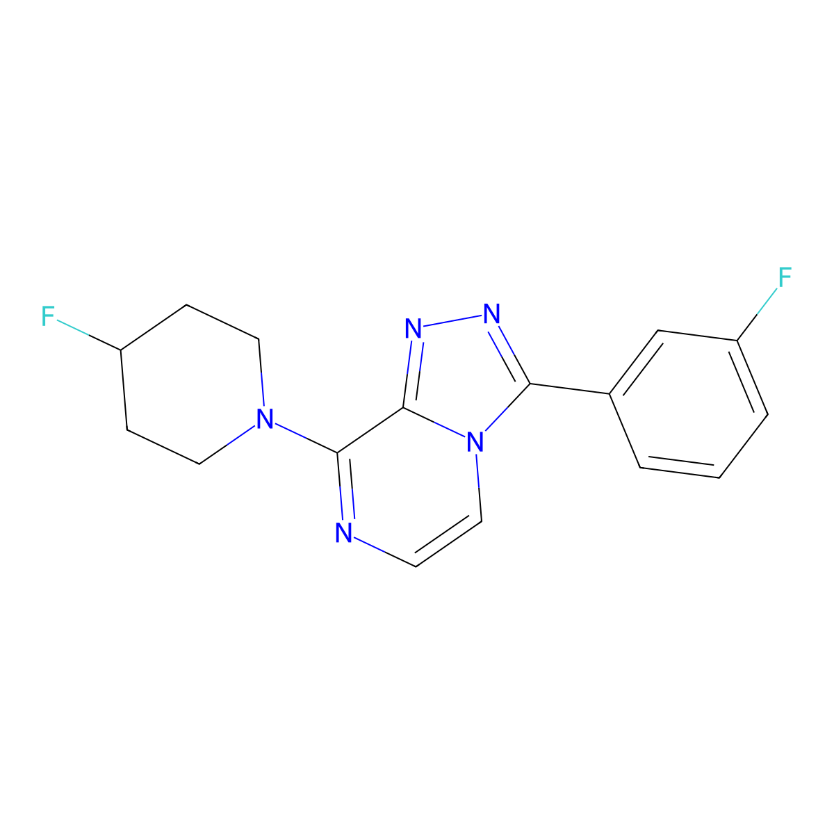 4-Fluoro-1-[3-(3-fluorophenyl)-[1,2,4]triazolo[4,3-a]pyrazin-8-yl]piperidine molecular structure, CAS 3030805-62-7