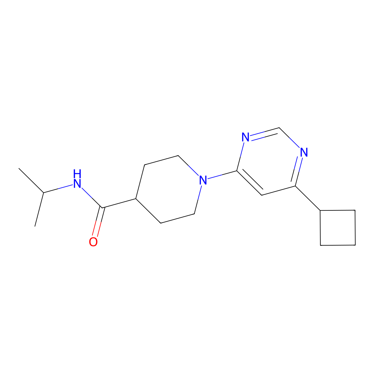 1-(6-cyclobutylpyrimidin-4-yl)-N-(propan-2-yl)piperidine-4-carboxamide molecular structure, CAS 3030805-68-3