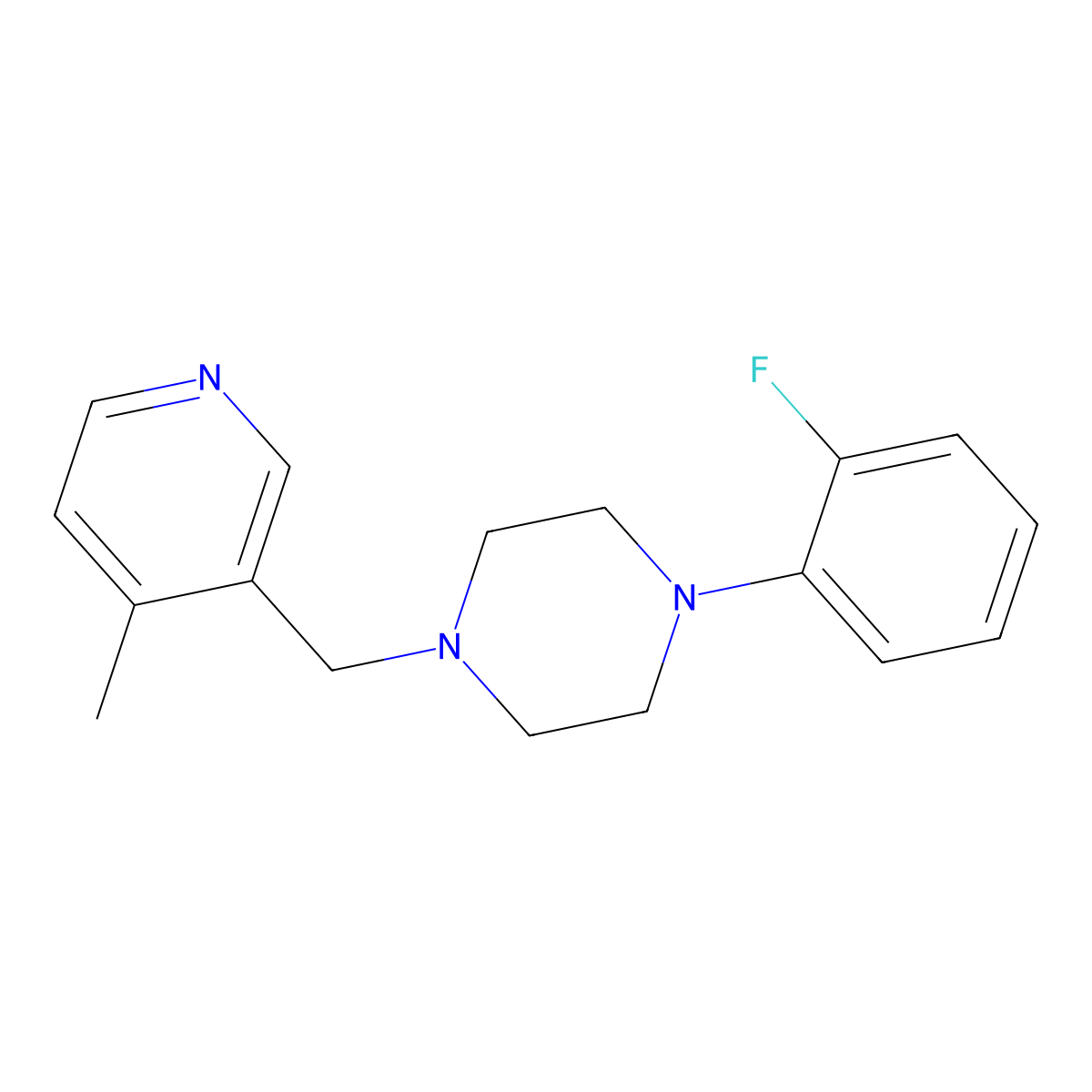 1-(2-Fluorophenyl)-4-[(4-methylpyridin-3-yl)methyl]piperazine molecular structure, CAS 3030805-70-7
