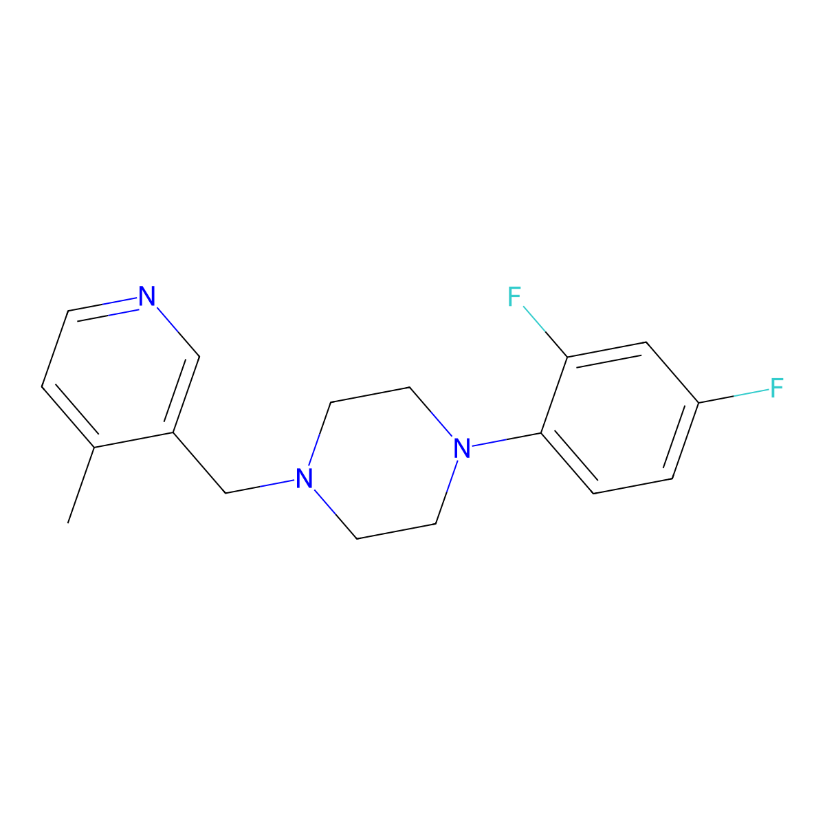 1-(2,4-Difluorophenyl)-4-[(4-methylpyridin-3-yl)methyl]piperazine molecular structure, CAS 3030805-78-5