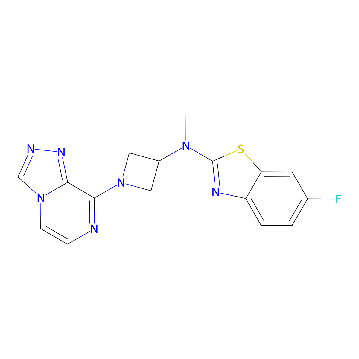 6-fluoro-N-methyl-N-(1-{[1,2,4]triazolo[4,3-a]pyrazin-8-yl}azetidin-3-yl)-1,3-benzothiazol-2-amine molecular structure, CAS 3030805-84-3