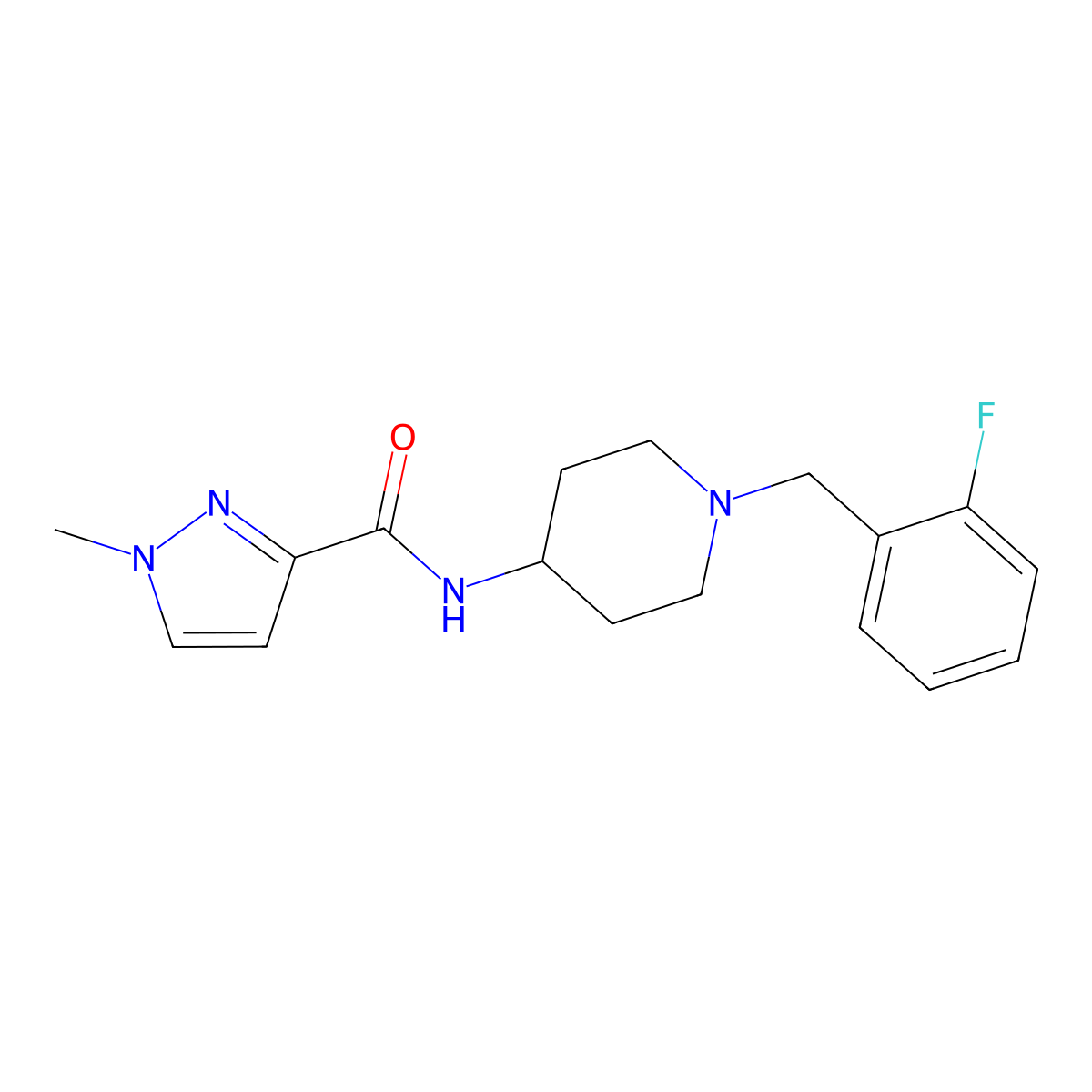 N-{1-[(2-fluorophenyl)methyl]piperidin-4-yl}-1-methyl-1H-pyrazole-3-carboxamide molecular structure, CAS 3030805-89-8