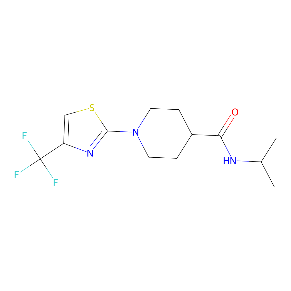 N-(propan-2-yl)-1-[4-(trifluoromethyl)-1,3-thiazol-2-yl]piperidine-4-carboxamide molecular structure, CAS 3030805-90-1