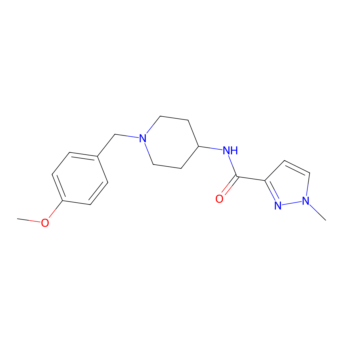 N-{1-[(4-methoxyphenyl)methyl]piperidin-4-yl}-1-methyl-1H-pyrazole-3-carboxamide molecular structure, CAS 3030805-97-8