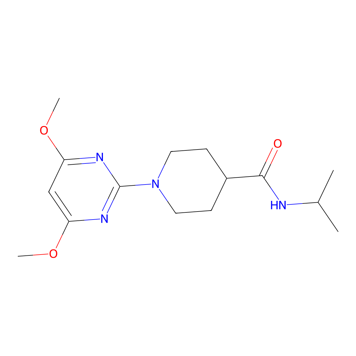 1-(4,6-dimethoxypyrimidin-2-yl)-N-(propan-2-yl)piperidine-4-carboxamide molecular structure, CAS 3030805-99-0