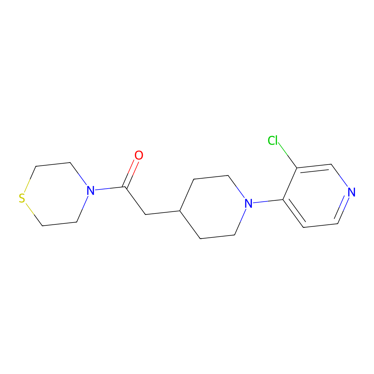 2-[1-(3-Chloropyridin-4-yl)piperidin-4-yl]-1-(thiomorpholin-4-yl)ethan-1-one molecular structure, CAS 3030806-16-4