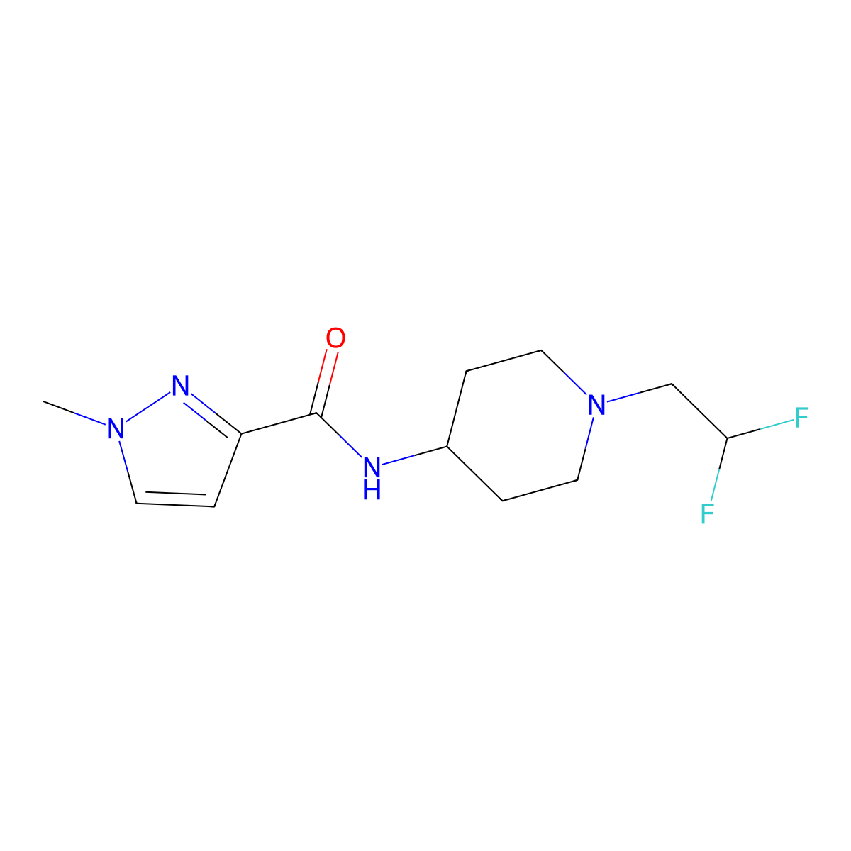 N-[1-(2,2-difluoroethyl)piperidin-4-yl]-1-methyl-1H-pyrazole-3-carboxamide molecular structure, CAS 3030806-17-5