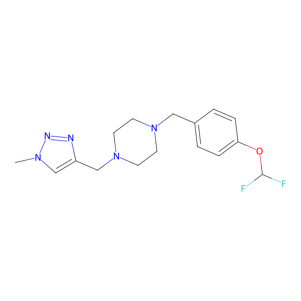 1-{[4-(difluoromethoxy)phenyl]methyl}-4-[(1-methyl-1H-1,2,3-triazol-4-yl)methyl]piperazine molecular structure, CAS 3030806-19-7