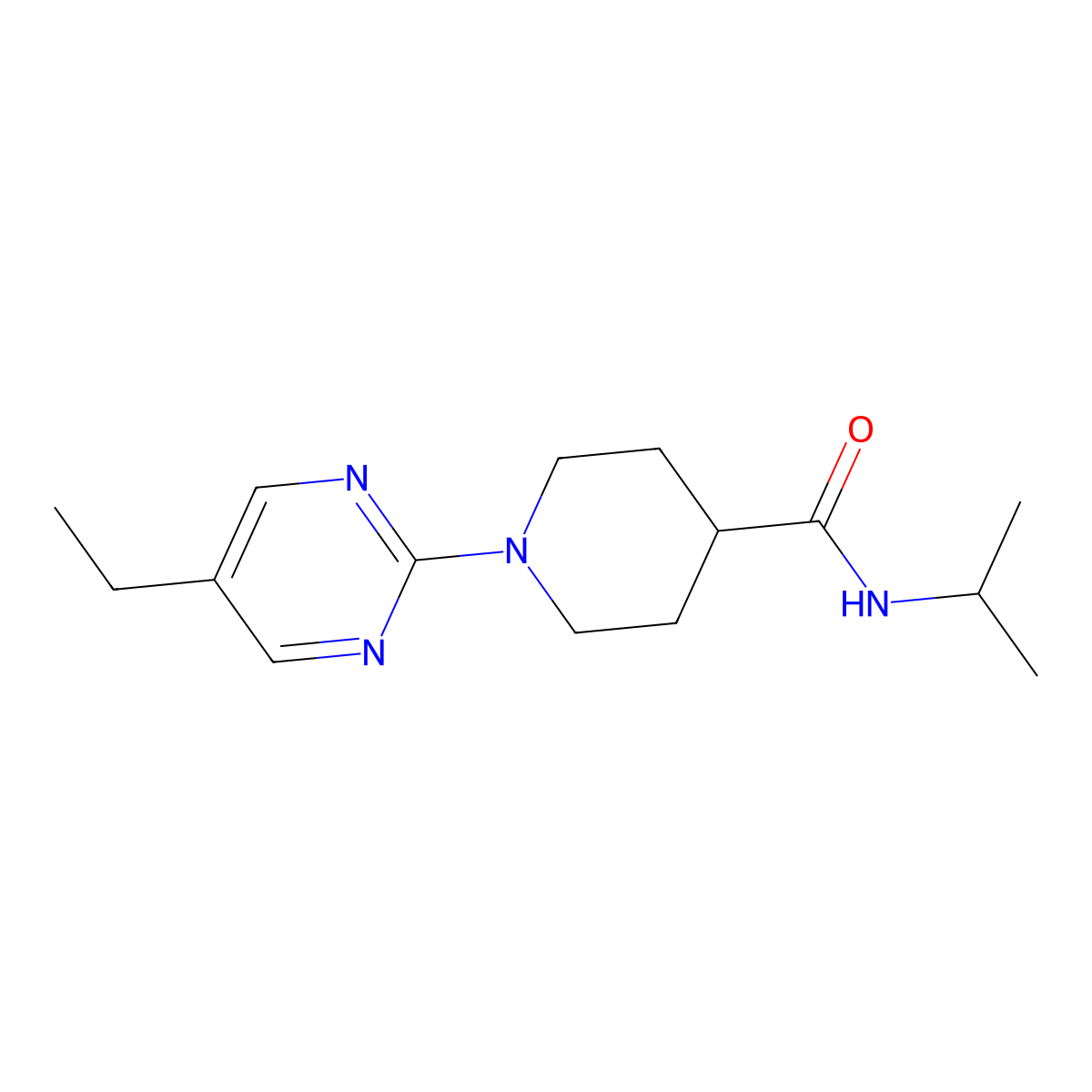 1-(5-ethylpyrimidin-2-yl)-N-(propan-2-yl)piperidine-4-carboxamide molecular structure, CAS 3030806-26-6