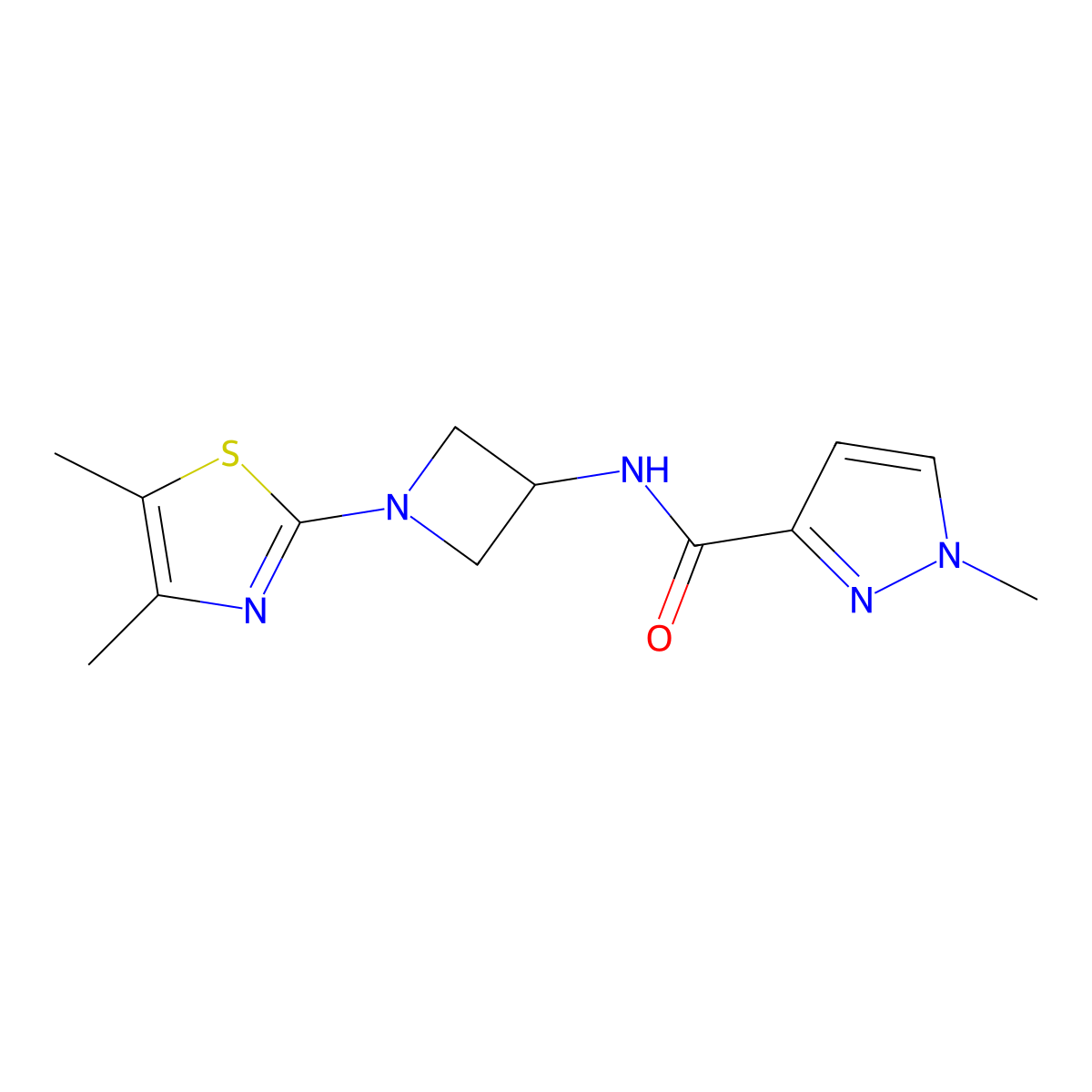 N-[1-(4,5-dimethyl-1,3-thiazol-2-yl)azetidin-3-yl]-1-methyl-1H-pyrazole-3-carboxamide molecular structure, CAS 3030806-28-8