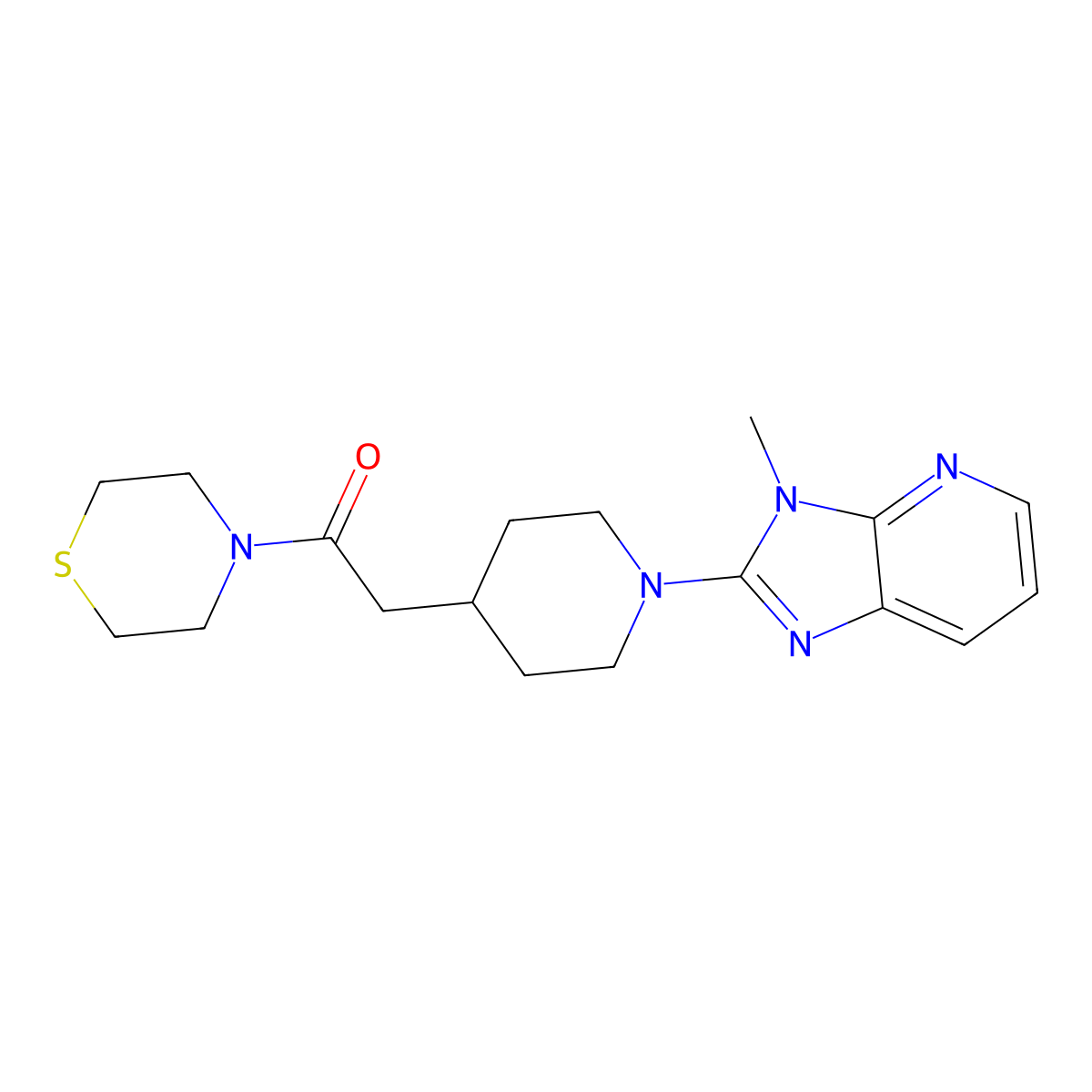 2-[1-(3-Methylimidazo[4,5-b]pyridin-2-yl)piperidin-4-yl]-1-thimorpholin-4-ylethanone molecular structure, CAS 3030806-33-5