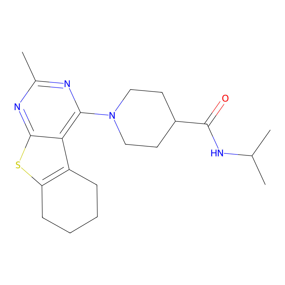 1-{5-methyl-8-thia-4,6-diazatricyclo[7.4.0.0(2),]trideca-1(9),2,4,6-tetraen-3-yl}-N-(propan-2-yl)piperidine-4-carboxamide molecular structure, CAS 3030806-39-1