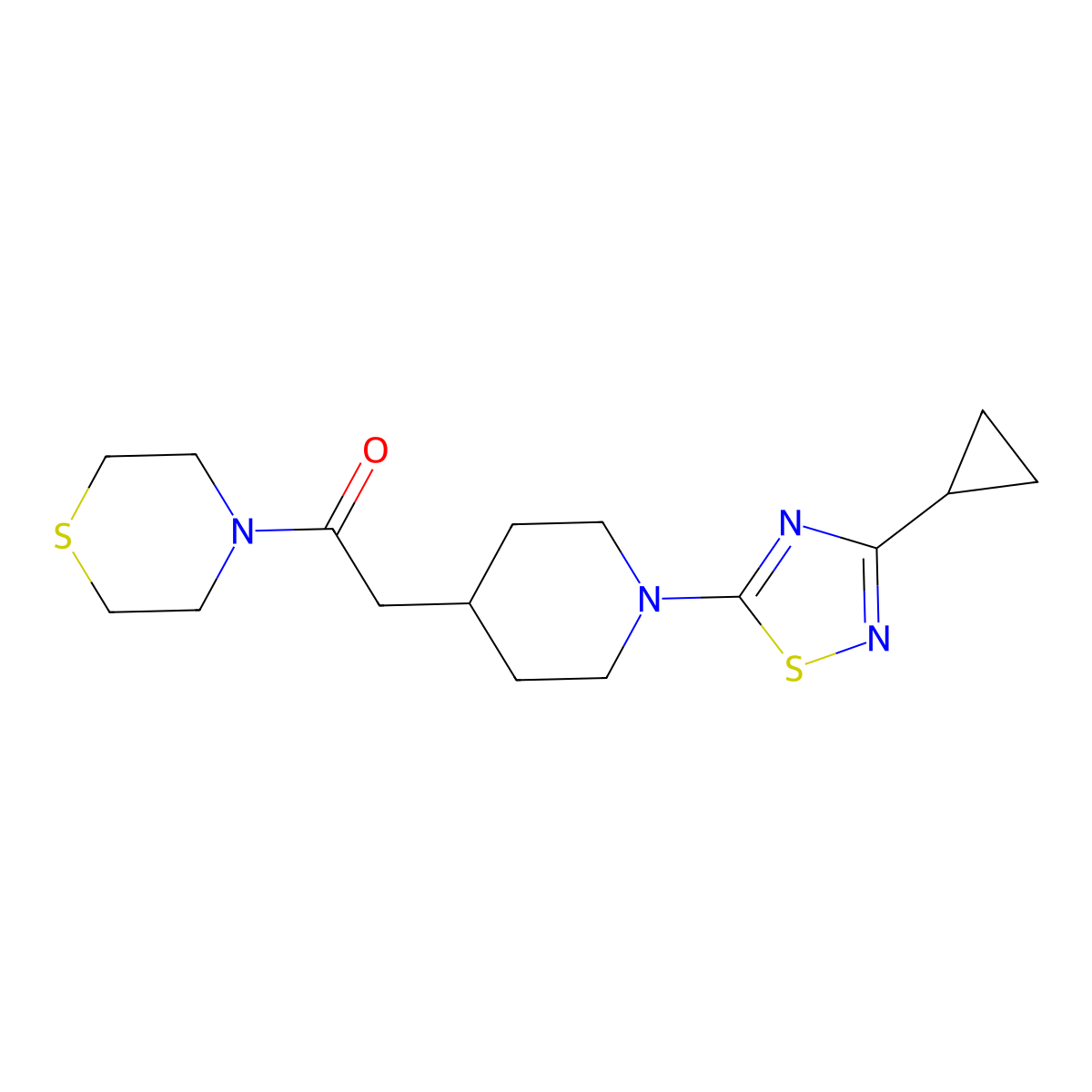 2-[1-(5-Bromo-3-fluoropyridin-2-yl)piperidin-4-yl]-1-(thiomorpholin-4-yl)ethan-1-one molecular structure, CAS 3030806-42-6