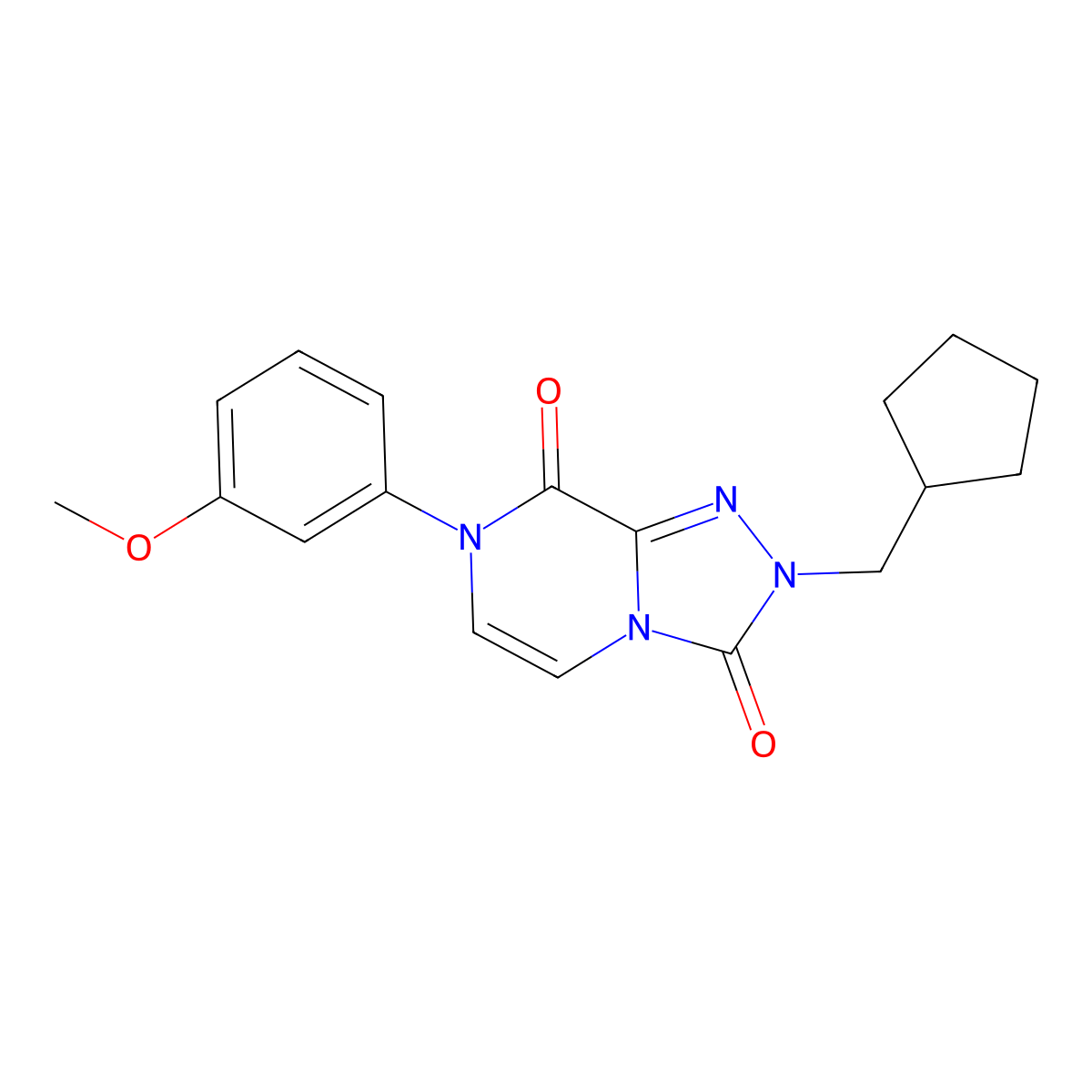 2-(cyclopentylmethyl)-7-(3-methoxyphenyl)-2H,3H,7H,8H-[1,2,4]triazolo[4,3-a]pyrazine-3,8-dione molecular structure, CAS 3030806-50-6