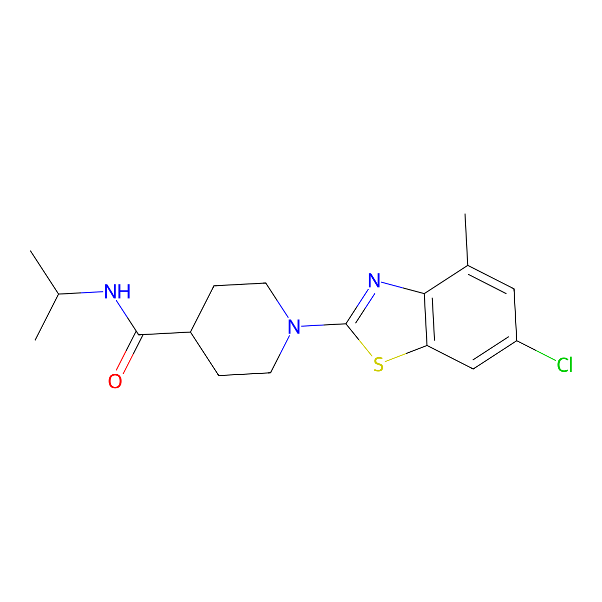 1-(6-chloro-4-methyl-1,3-benzothiazol-2-yl)-N-(propan-2-yl)piperidine-4-carboxamide molecular structure, CAS 3030806-69-7