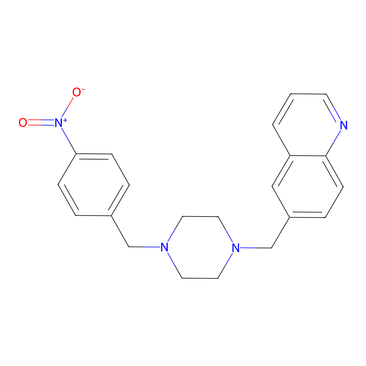 6-({4-[(4-Nitrophenyl)methyl]piperazin-1-yl}methyl)quinoline molecular structure, CAS 3030806-75-5
