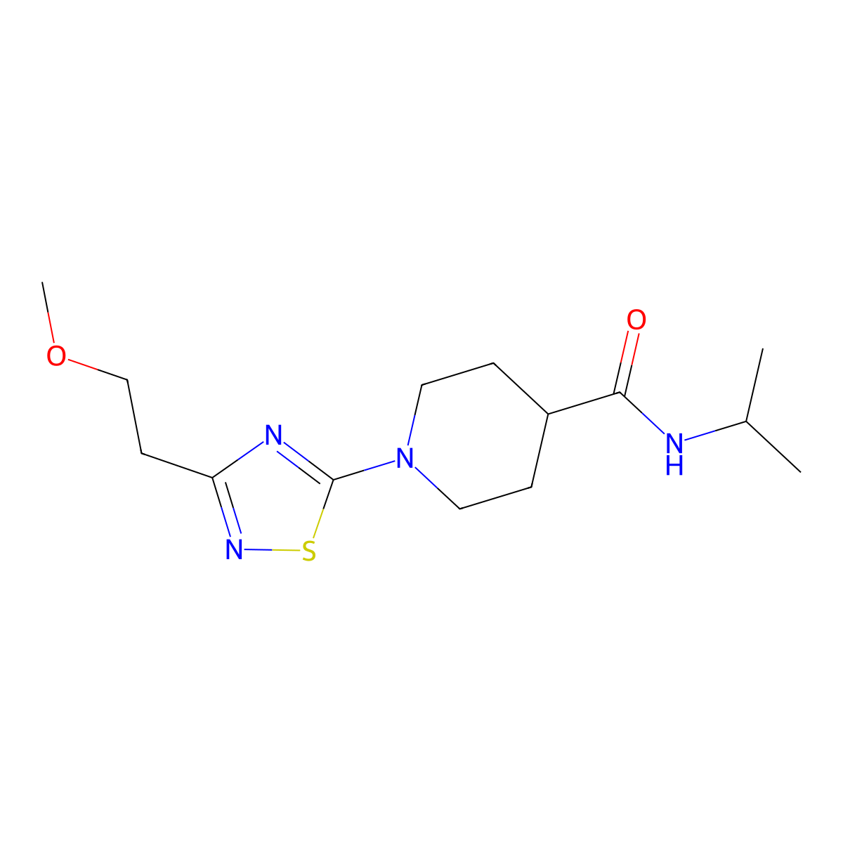 1-[3-(2-methoxyethyl)-1,2,4-thiadiazol-5-yl]-N-(propan-2-yl)piperidine-4-carboxamide molecular structure, CAS 3030806-78-8