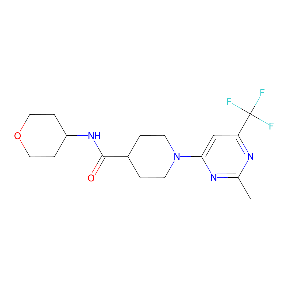 1-[2-methyl-6-(trifluoromethyl)pyrimidin-4-yl]-N-(oxan-4-yl)piperidine-4-carboxamide molecular structure, CAS 3030806-82-4