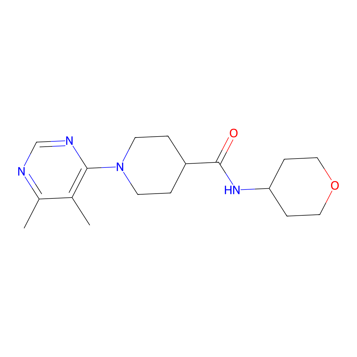 1-(5,6-dimethylpyrimidin-4-yl)-N-(oxan-4-yl)piperidine-4-carboxamide molecular structure, CAS 3030806-91-5