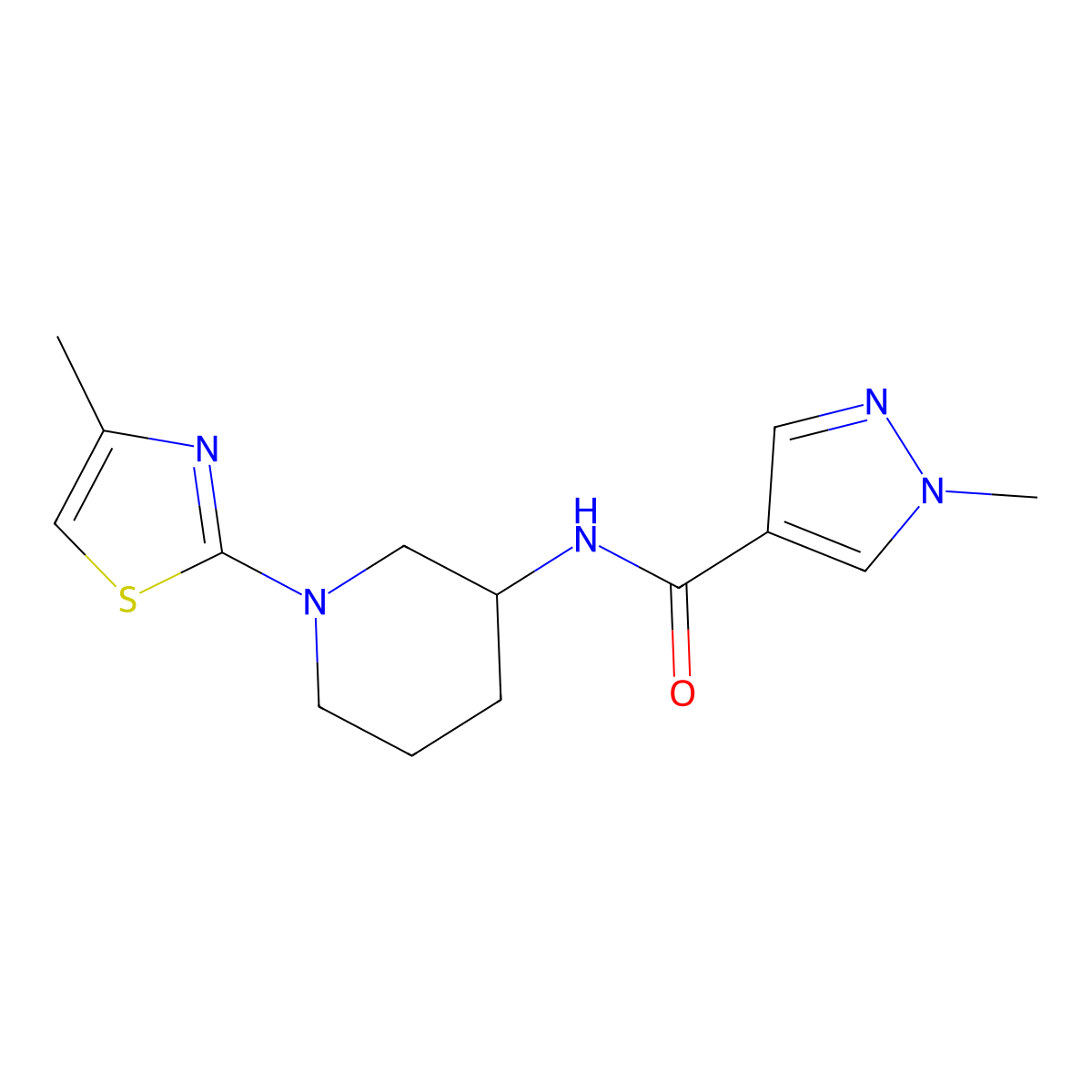 1-methyl-N-[1-(4-methyl-1,3-thiazol-2-yl)piperidin-3-yl]-1H-pyrazole-4-carboxamide molecular structure, CAS 3030806-97-1
