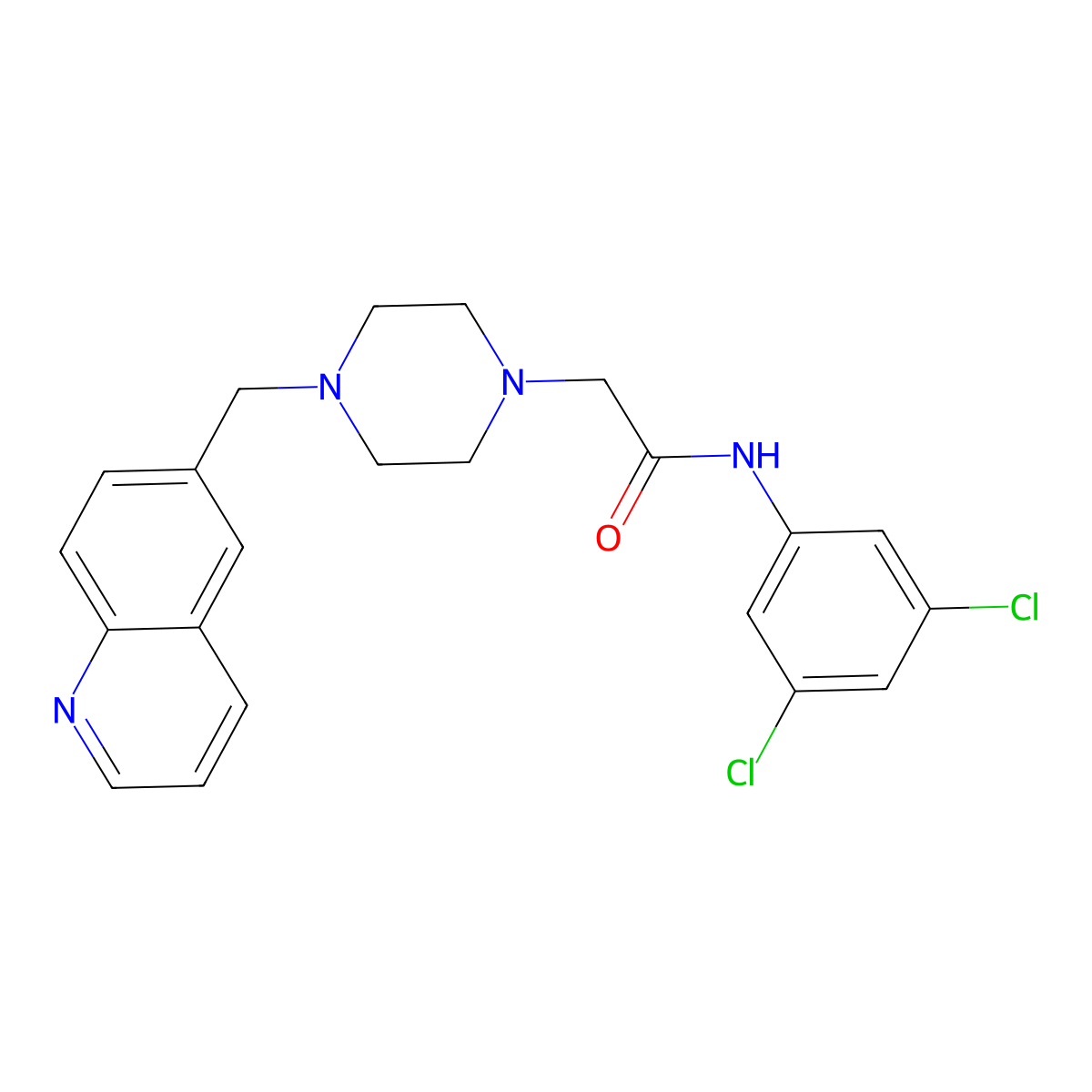 N-(3,5-dichlorophenyl)-2-{4-[(quinolin-6-yl)methyl]piperazin-1-yl}acetamide molecular structure, CAS 3030806-98-2
