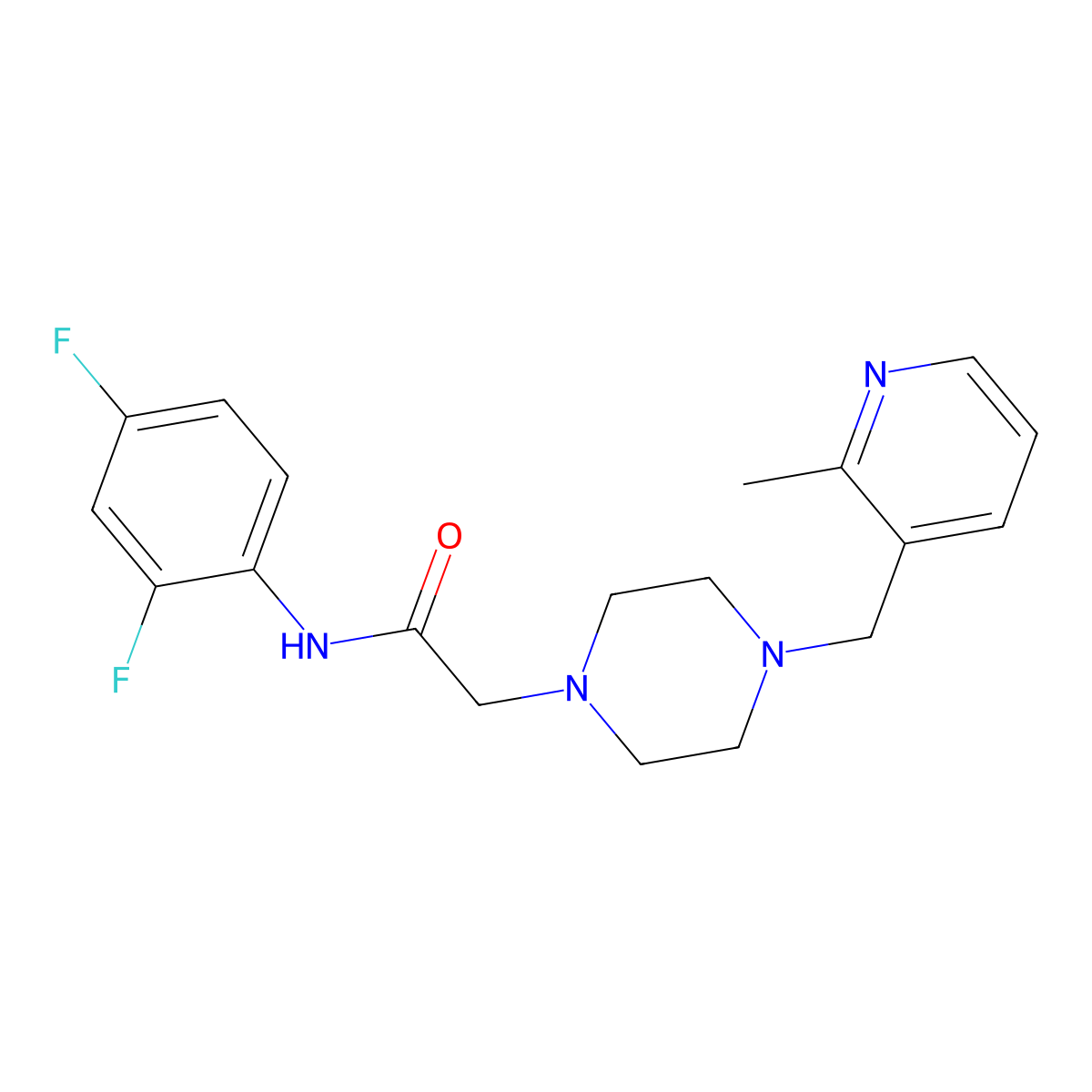 N-(2,4-difluorophenyl)-2-{4-[(2-methylpyridin-3-yl)methyl]piperazin-1-yl}acetamide molecular structure, CAS 3030807-04-3