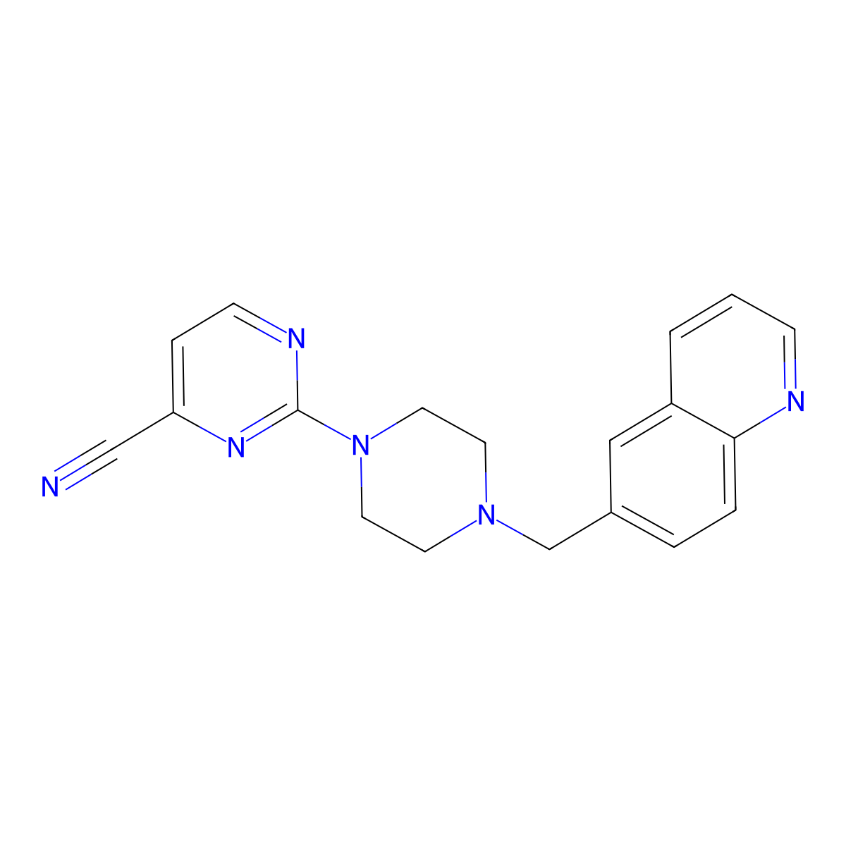 2-{4-[(Quinolin-6-yl)methyl]piperazin-1-yl}pyrimidine-4-carbonitrile molecular structure, CAS 3030807-05-4
