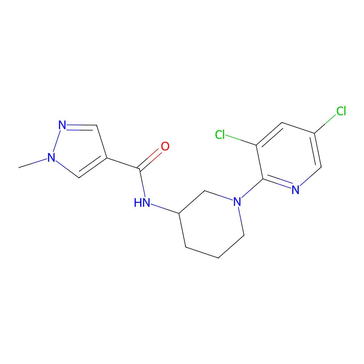 N-[1-(3,5-dichloropyridin-2-yl)piperidin-3-yl]-1-methyl-1H-pyrazole-4-carboxamide molecular structure, CAS 3030807-06-5