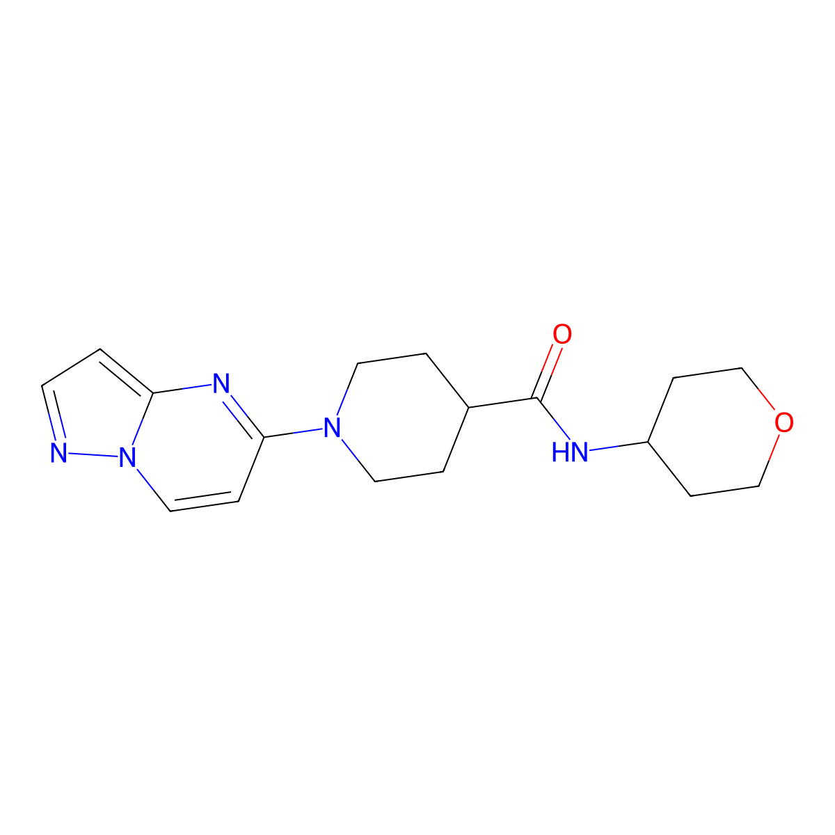 N-(oxan-4-yl)-1-{pyrazolo[1,5-a]pyrimidin-5-yl}piperidine-4-carboxamide molecular structure, CAS 3030807-14-5