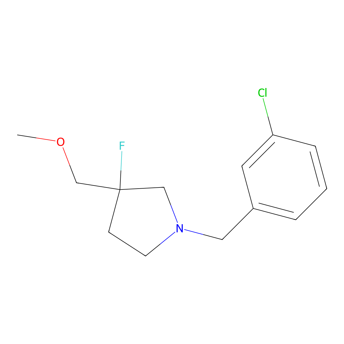 1-[(3-Chlorophenyl)methyl]-3-fluoro-3-(methoxymethyl)pyrrolidine molecular structure, CAS 3030807-19-0