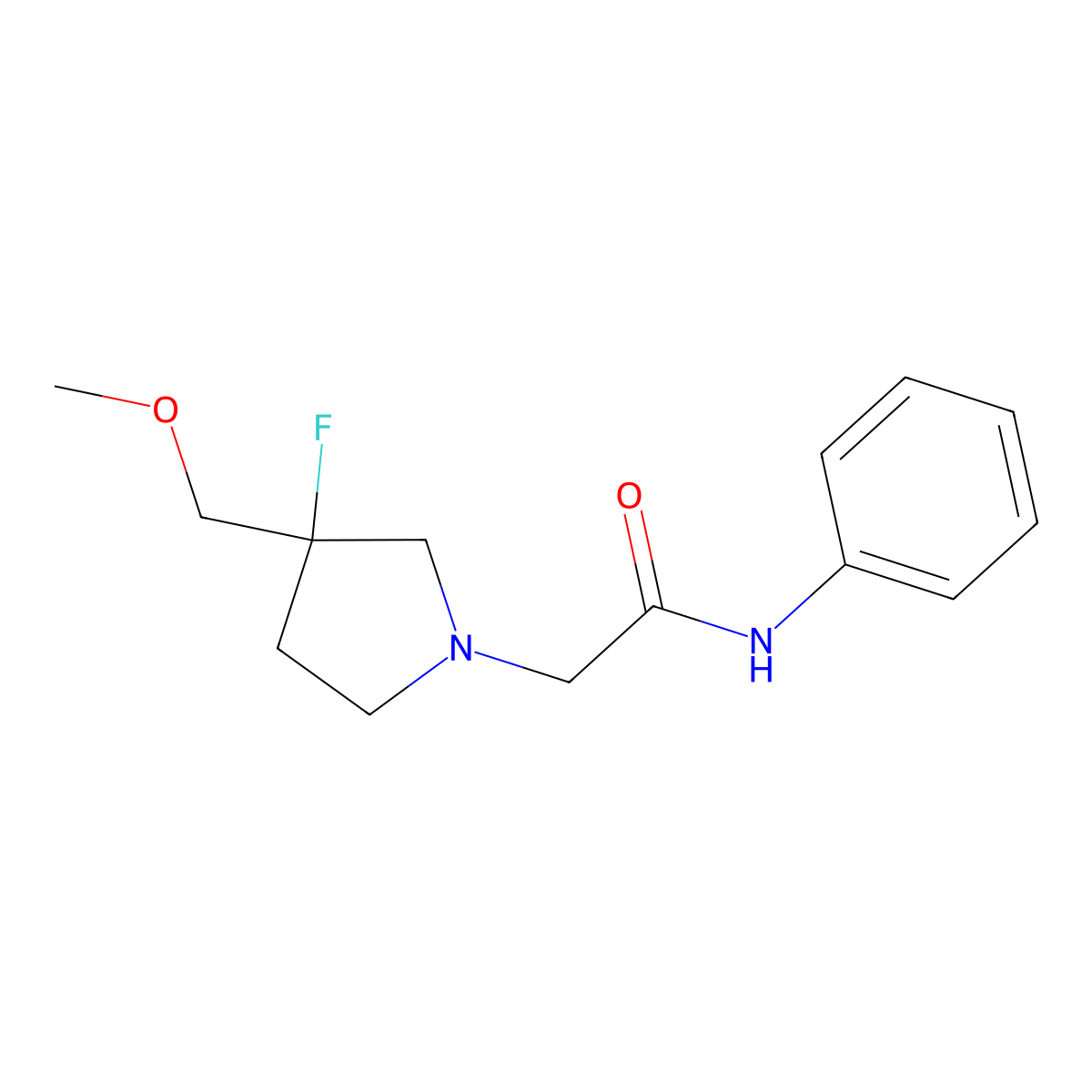 2-[3-fluoro-3-(methoxymethyl)pyrrolidin-1-yl]-N-phenylacetamide molecular structure, CAS 3030807-35-0