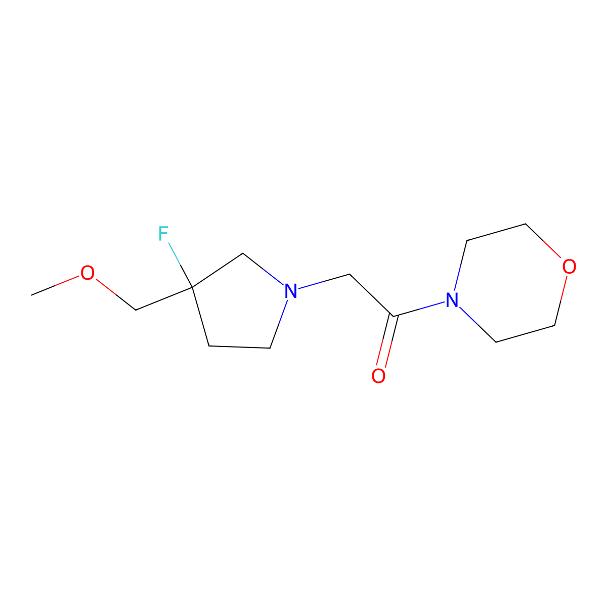 2-[3-Fluoro-3-(methoxymethyl)pyrrolidin-1-yl]-1-(morpholin-4-yl)ethan-1-one molecular structure, CAS 3030807-39-4