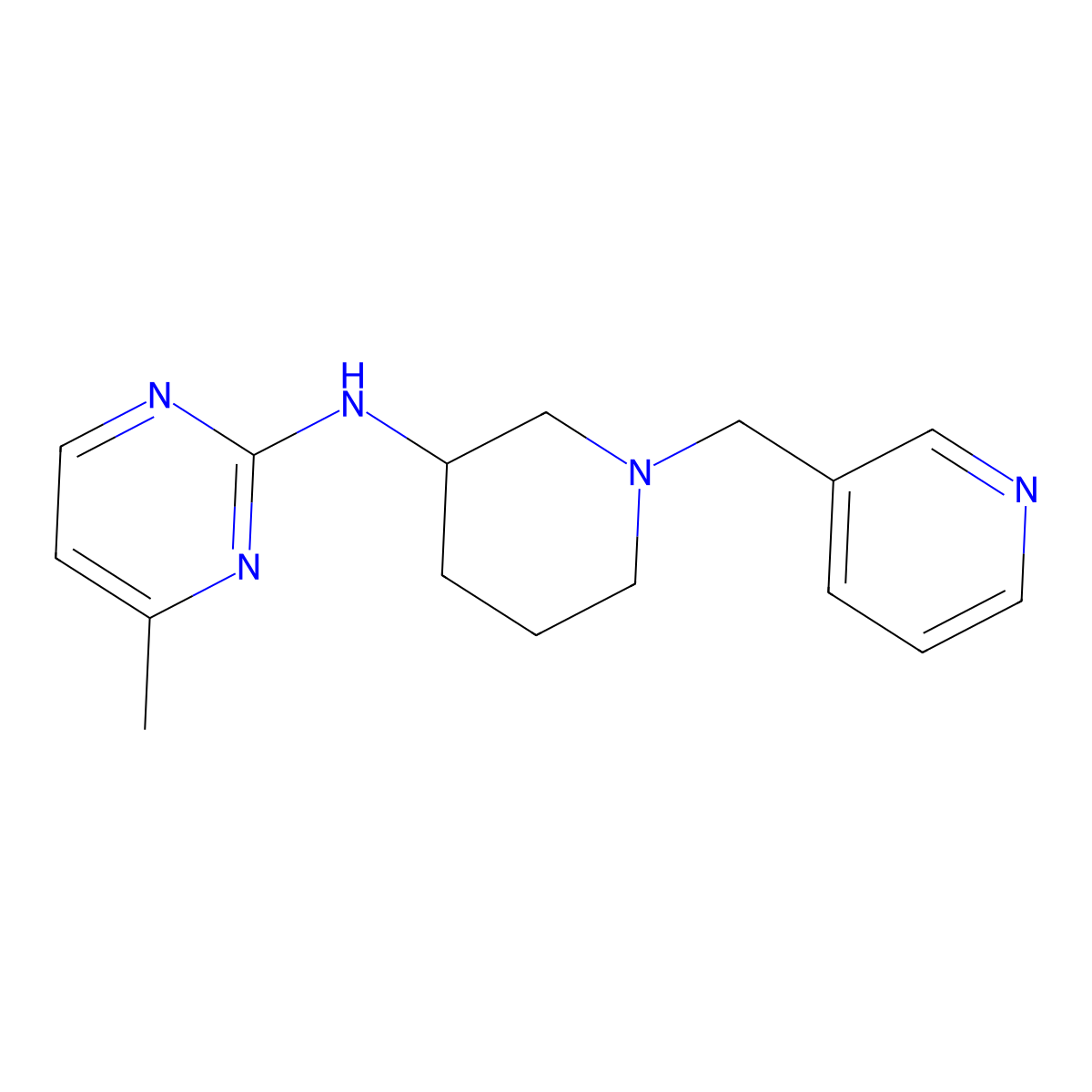 4-methyl-N-{1-[(pyridin-3-yl)methyl]piperidin-3-yl}pyrimidin-2-amine molecular structure, CAS 3030807-43-0