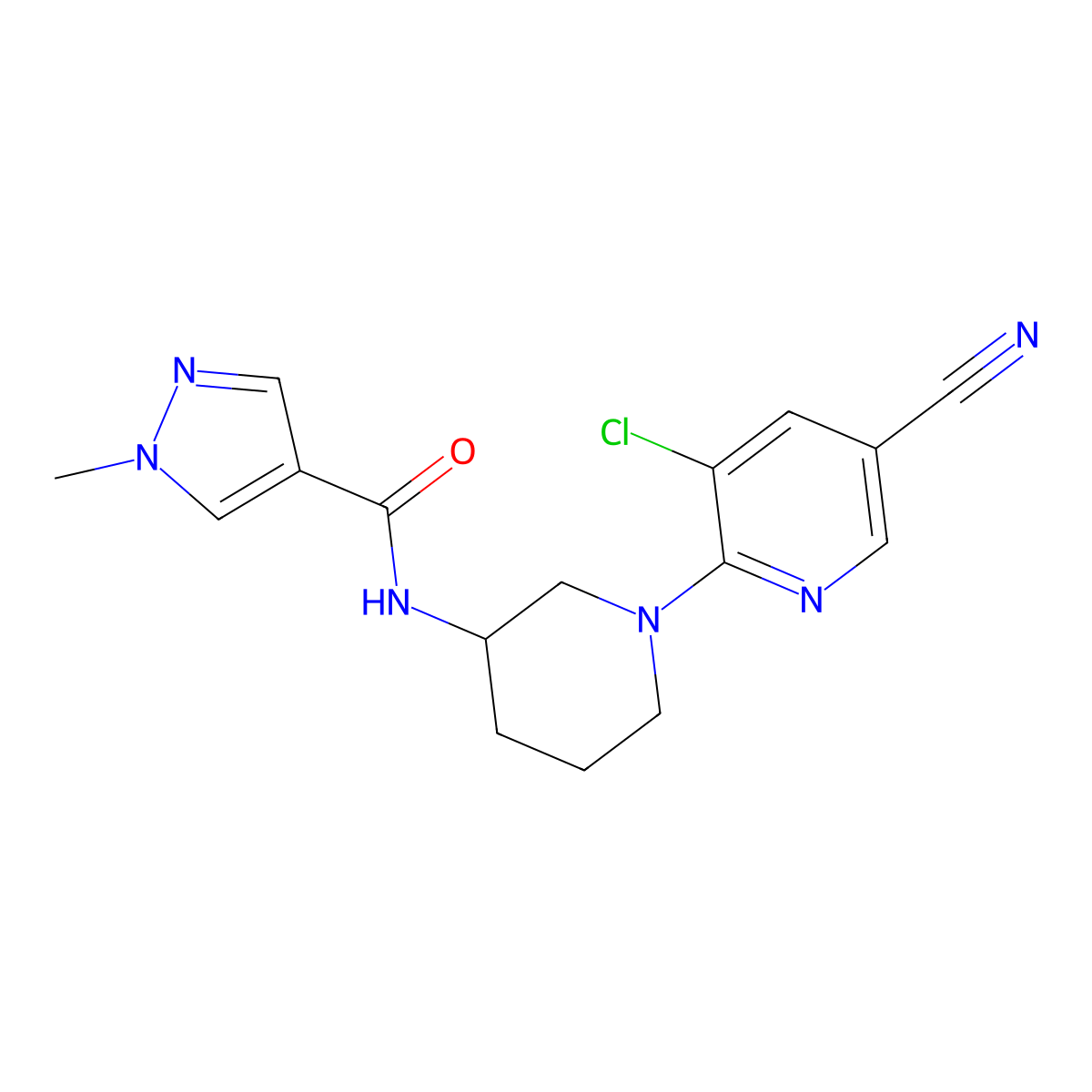 N-[1-(3-chloro-5-cyanopyridin-2-yl)piperidin-3-yl]-1-methyl-1H-pyrazole-4-carboxamide molecular structure, CAS 3030807-50-9