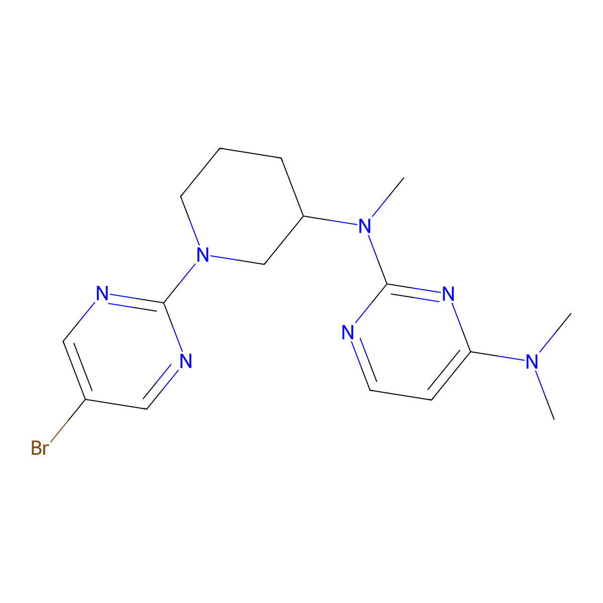 N2-[1-(5-bromopyrimidin-2-yl)piperidin-3-yl]-N2,N4,N4-trimethylpyrimidine-2,4-diamine molecular structure, CAS 3030807-55-4