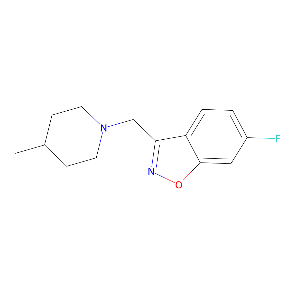 6-Fluoro-3-[(4-methylpiperidin-1-yl)methyl]-1,2-benzoxazole molecular structure, CAS 3030807-59-8