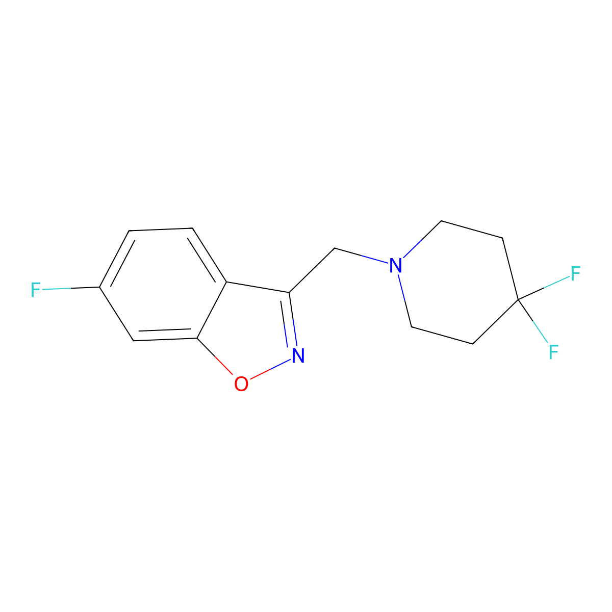 3-[(4,4-Difluoropiperidin-1-yl)methyl]-6-fluoro-1,2-benzoxazole molecular structure, CAS 3030807-66-7