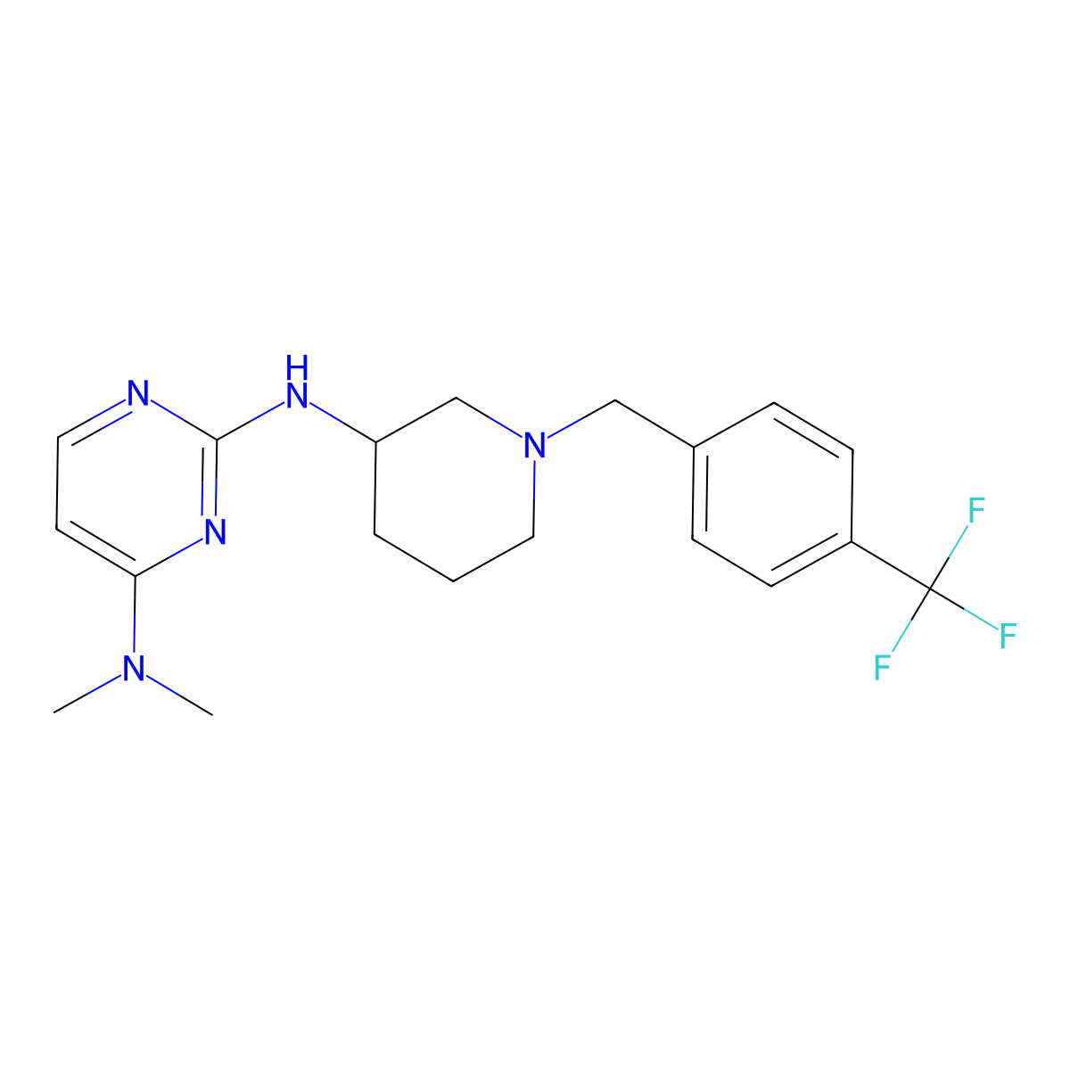 N4,N4-dimethyl-N2-(1-{[4-(trifluoromethyl)phenyl]methyl}piperidin-3-yl)pyrimidine-2,4-diamine molecular structure, CAS 3030807-68-9