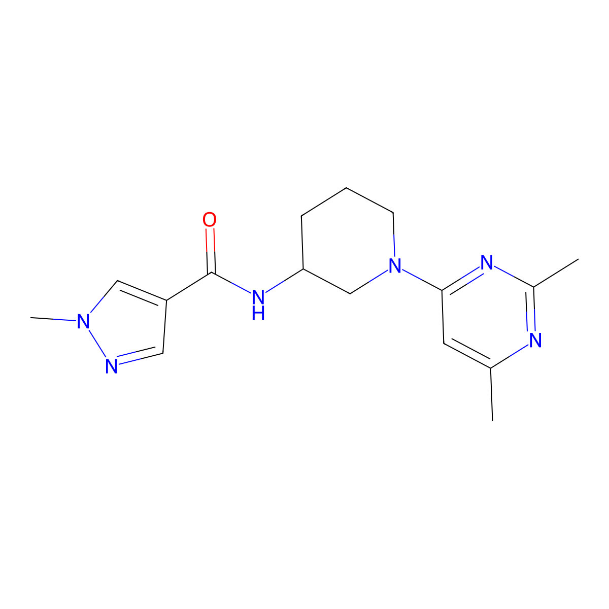 N-[1-(2,6-dimethylpyrimidin-4-yl)piperidin-3-yl]-1-methyl-1H-pyrazole-4-carboxamide molecular structure, CAS 3030807-75-8