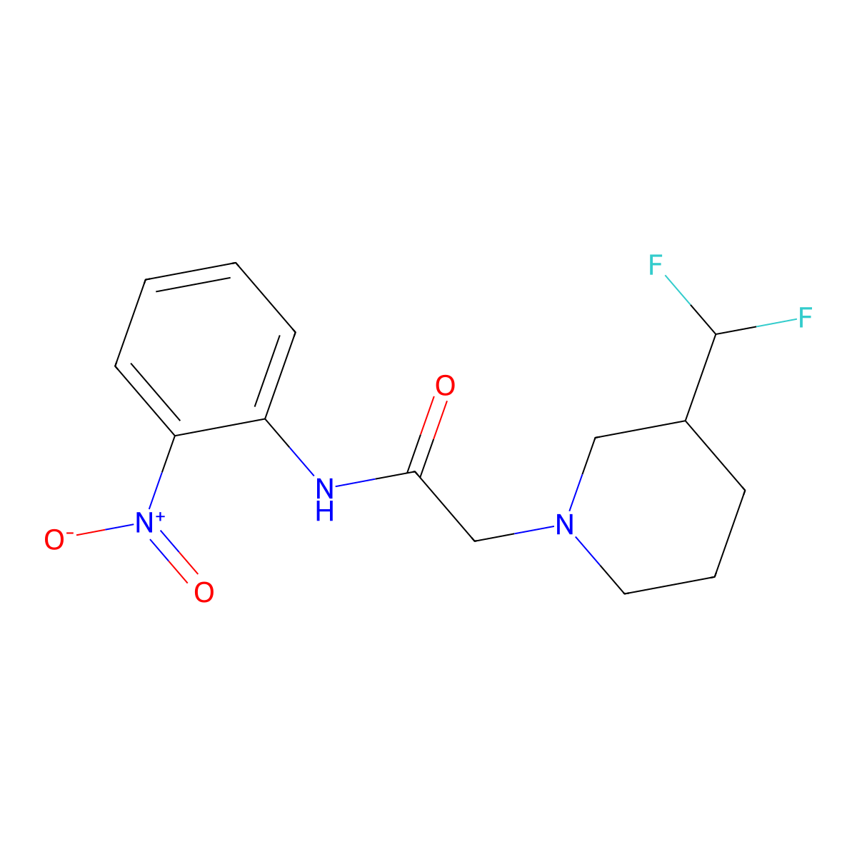 2-[3-(difluoromethyl)piperidin-1-yl]-N-(2-nitrophenyl)acetamide molecular structure, CAS 3030807-78-1