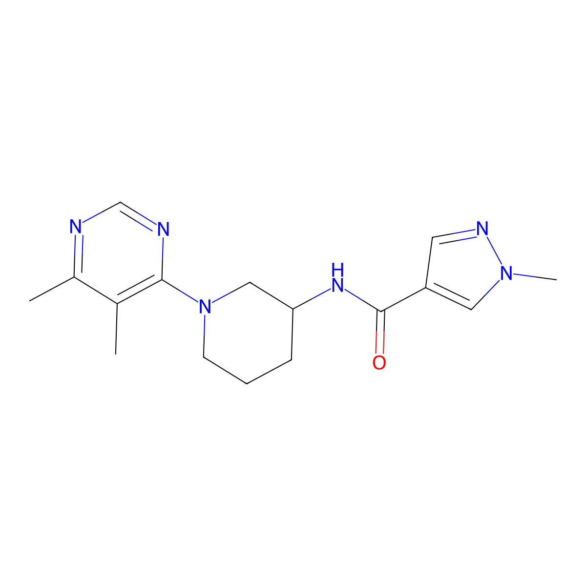 N-[1-(5,6-dimethylpyrimidin-4-yl)piperidin-3-yl]-1-methyl-1H-pyrazole-4-carboxamide molecular structure, CAS 3030807-88-3