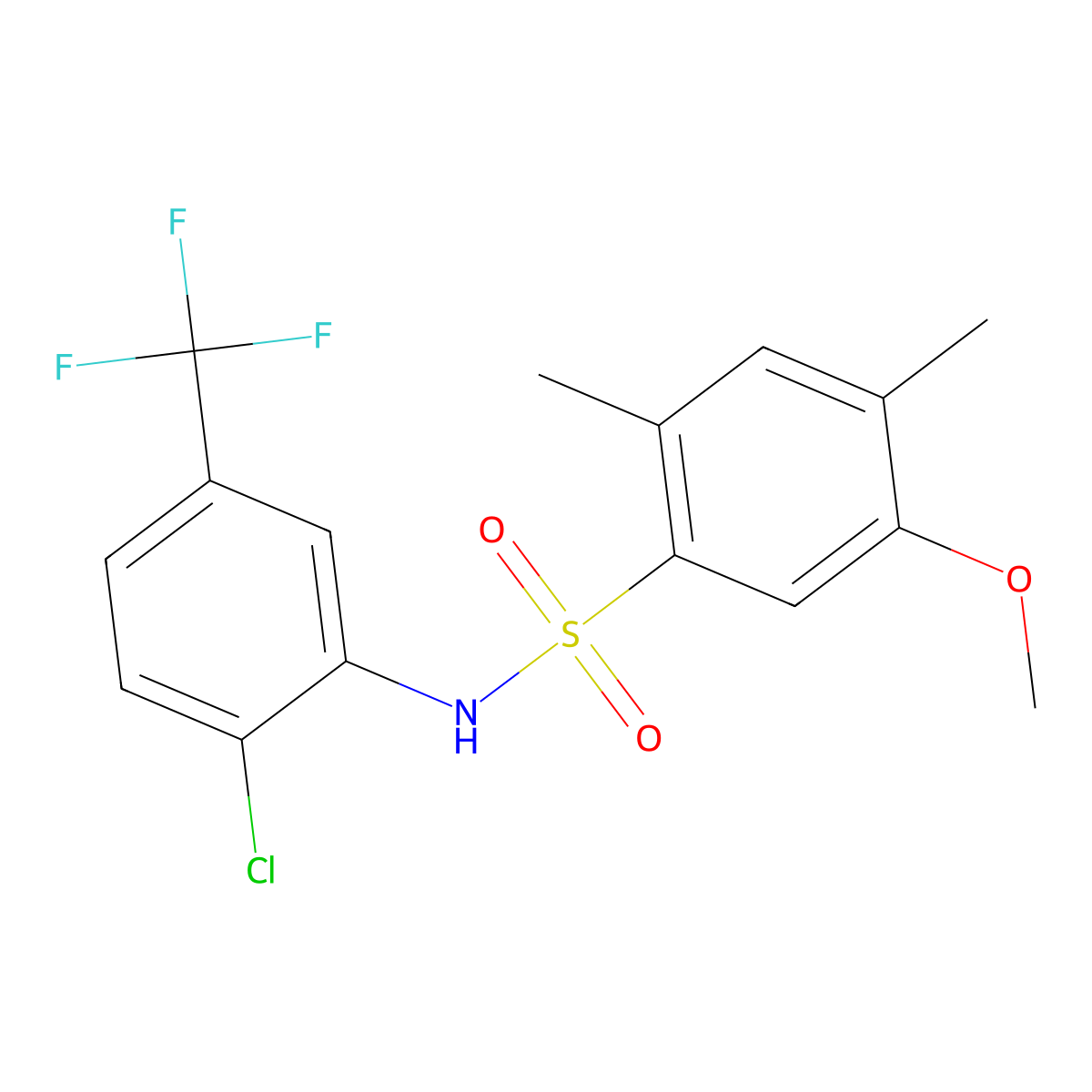 N-[2-chloro-5-(trifluoromethyl)phenyl]-5-methoxy-2,4-dimethylbenzene-1-sulfonamide molecular structure, CAS 3030807-89-4
