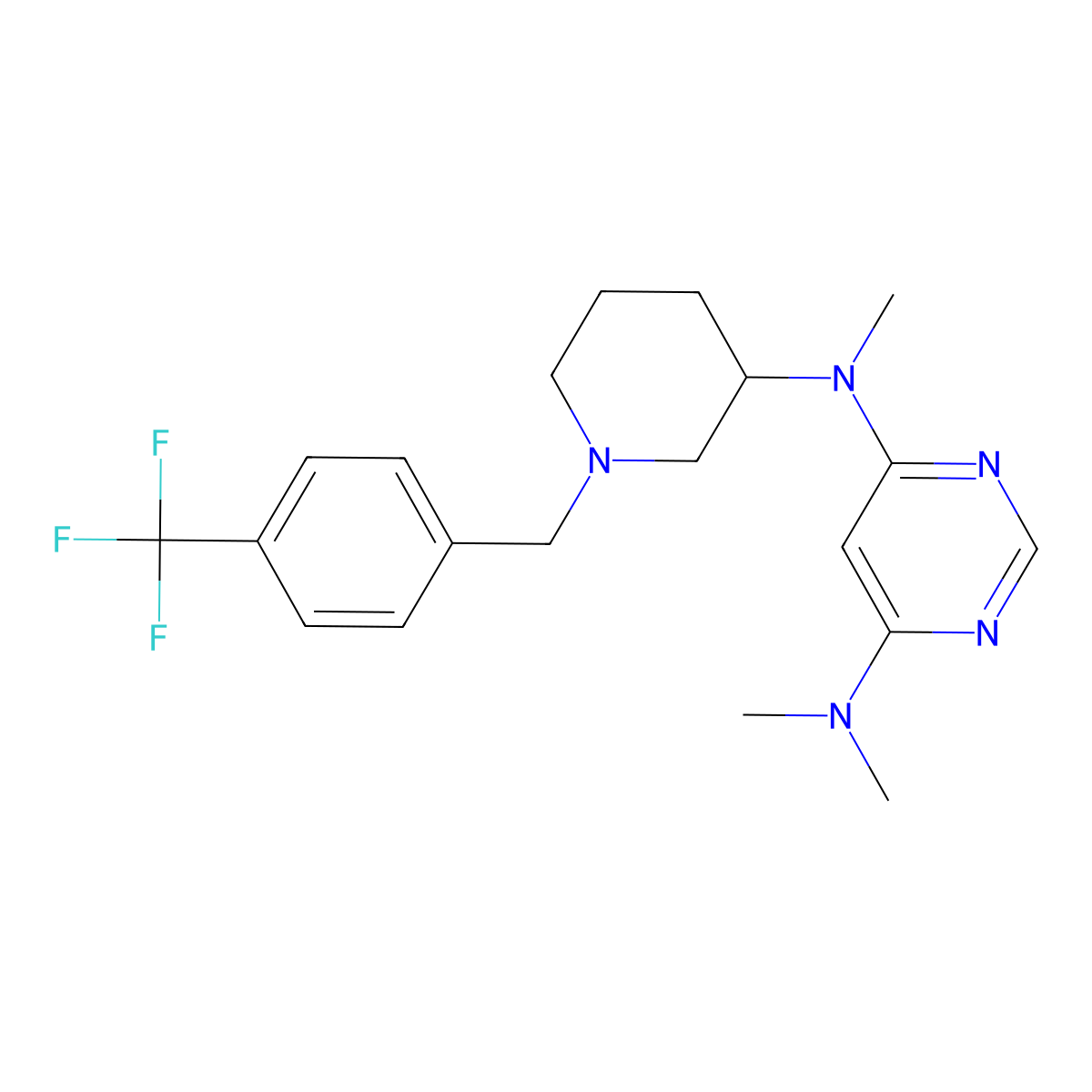 N4,N4,N6-trimethyl-N6-(1-{[4-(trifluoromethyl)phenyl]methyl}piperidin-3-yl)pyrimidine-4,6-diamine molecular structure, CAS 3030807-91-8