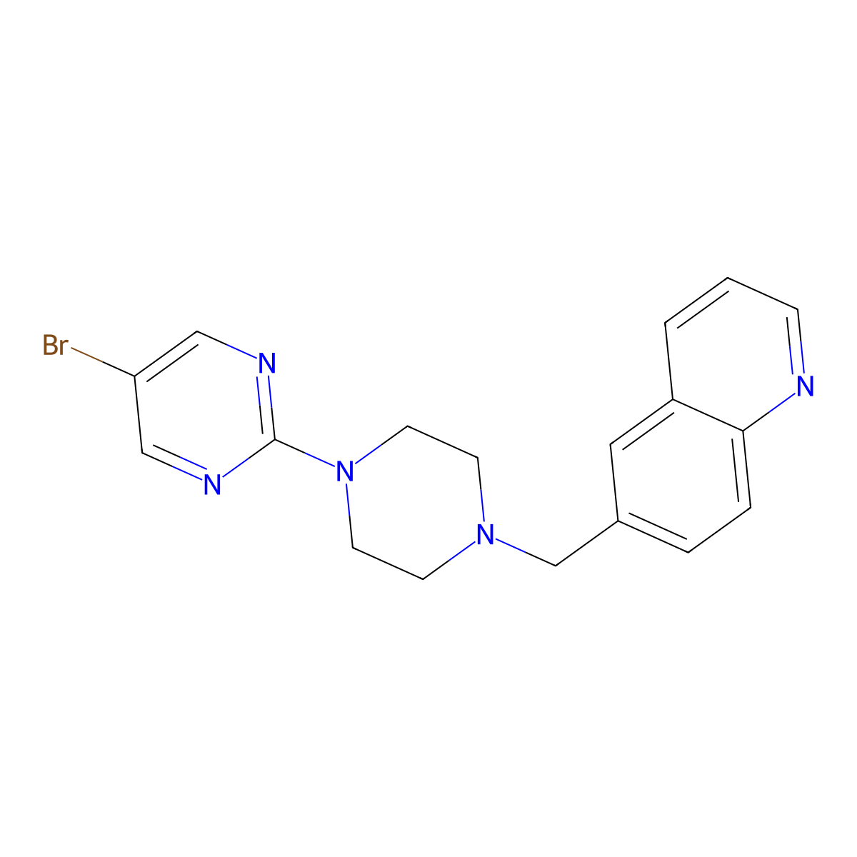 6-{[4-(5-Bromopyrimidin-2-yl)piperazin-1-yl]methyl}quinoline molecular structure, CAS 3030807-92-9