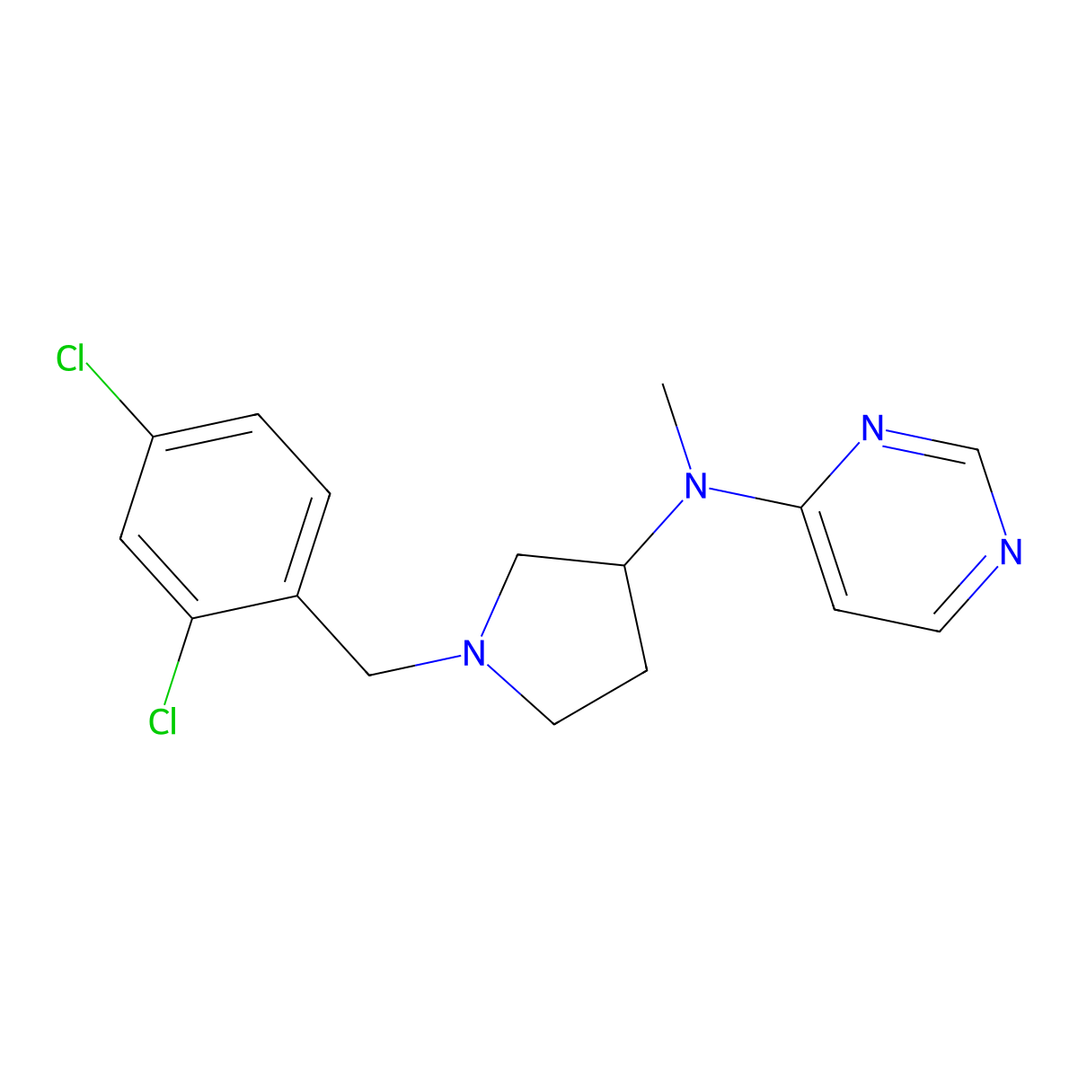N-{1-[(2,4-dichlorophenyl)methyl]pyrrolidin-3-yl}-N-methylpyrimidin-4-amine molecular structure, CAS 3030807-97-4